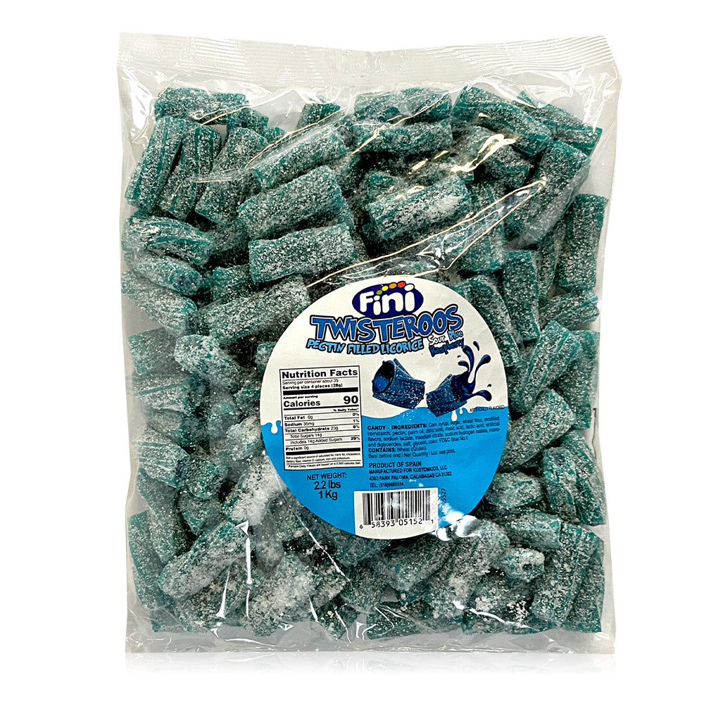 Kustomkids Twisteroos Sour Blue Raspberry Candy - 2.2lb Bulk Bag | Sweet & Tangy Treat for Parties, Movie Nights & Office Snacks