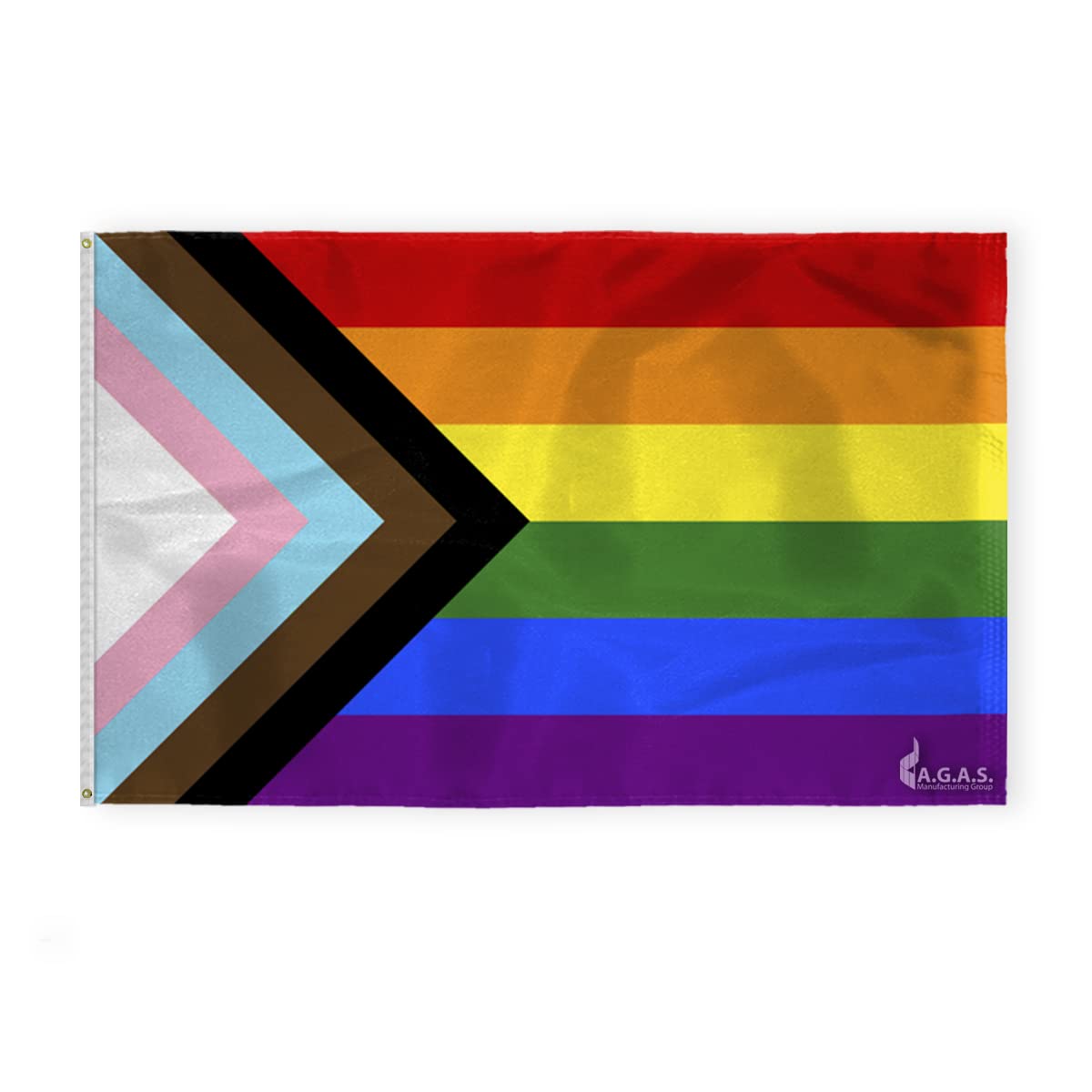 5'x8' Ft AGAS Progressive Pride Flag - Vibrant 6-Stripe LGBTQ Flag, Durable Nylon Fabric with Fade-Resistant Colors, Reinforced Canvas Header & Brass Grommets - Perfect for Pride Parades, Home Decoration & LGBTQ Events