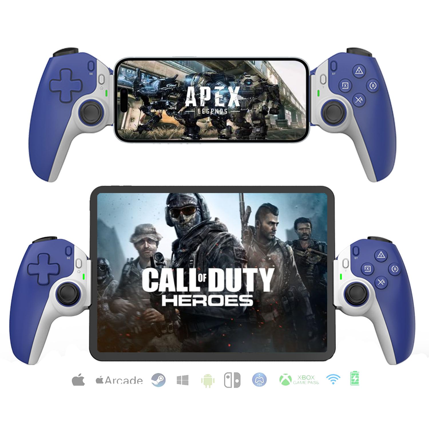 Wireless Bluetooth Game Controller for iPhone 15/14, iPad, Android, PC, Nintendo Switch, PS3/PS4 - Hall Effect Triggers, 6-Axis Gyro, Turbo Function - Perfect for Cloud Gaming, Mobile Gaming & Console Streaming on PS5/Xbox/PC - Blue