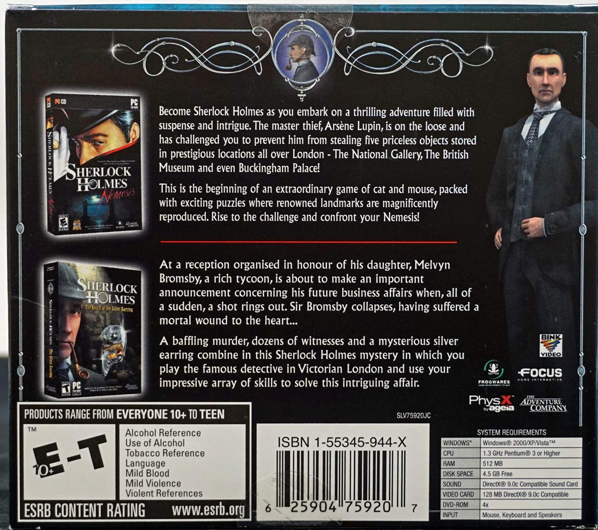 Sherlock Holmes Silver Stud Earrings & Nemesis Double Pack - Perfect for Cosplay, Gifts, and Collectors