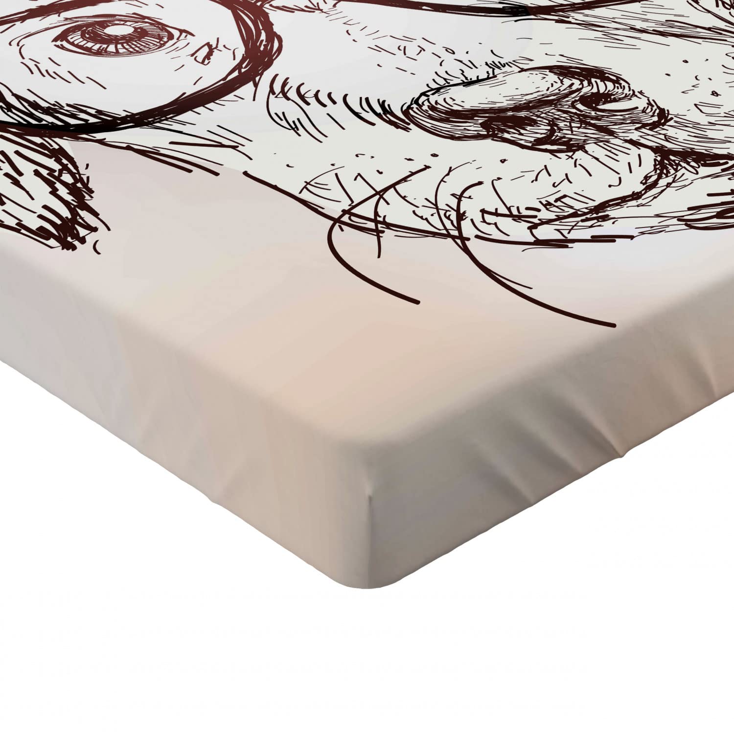 Ambesonne Modern Fitted Sheet - Hipster Dog Graphic, Twin Size for Comfortable Sleep