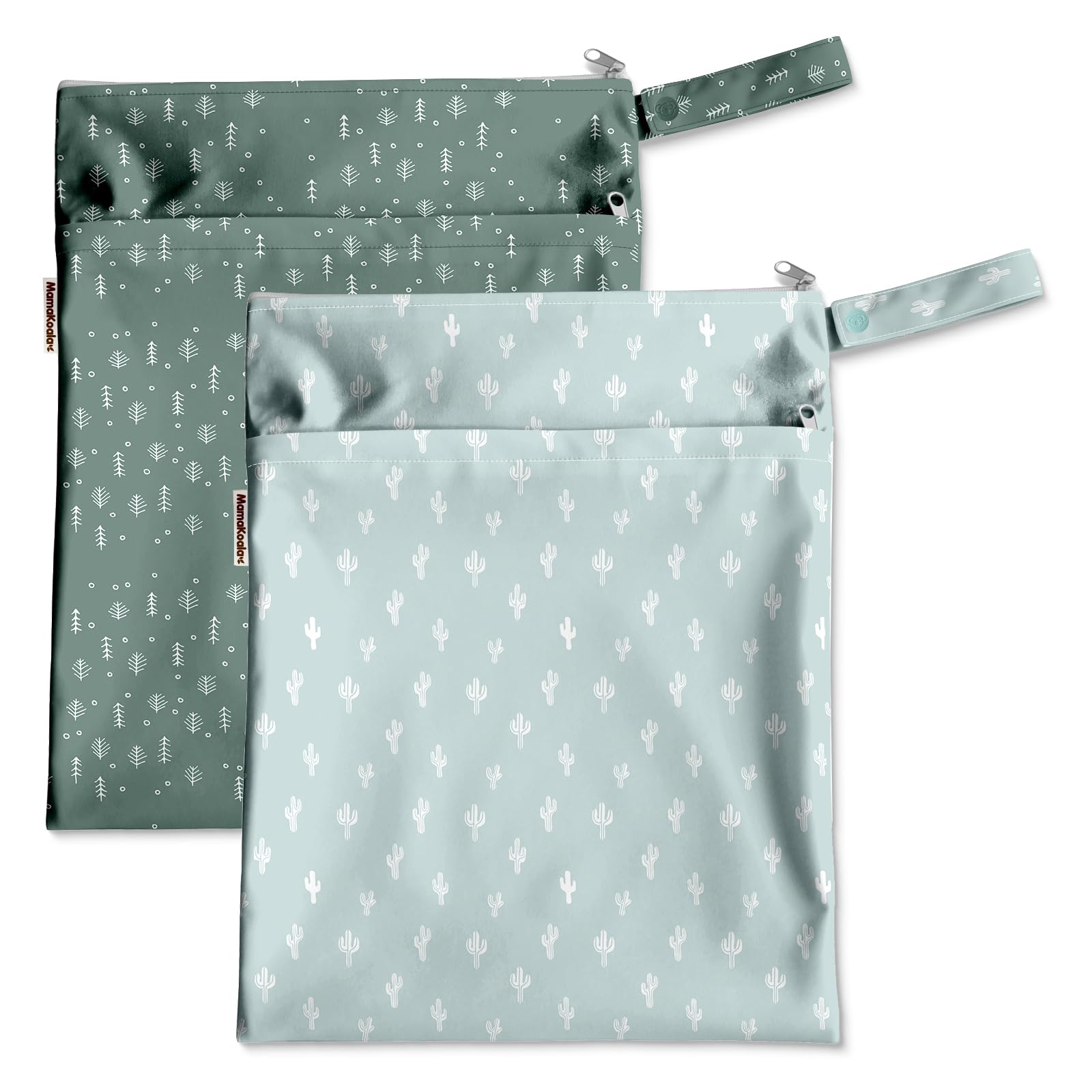 Mama Koala Waterproof Wet Dry Bags 2 Pack - Reusable Zippered Storage Pouches for Baby Diapers, Swimwear, Gym Clothes & Travel Essentials | Perfect for Daycare, Beach Trips, Sports & Pump Accessories (W017)