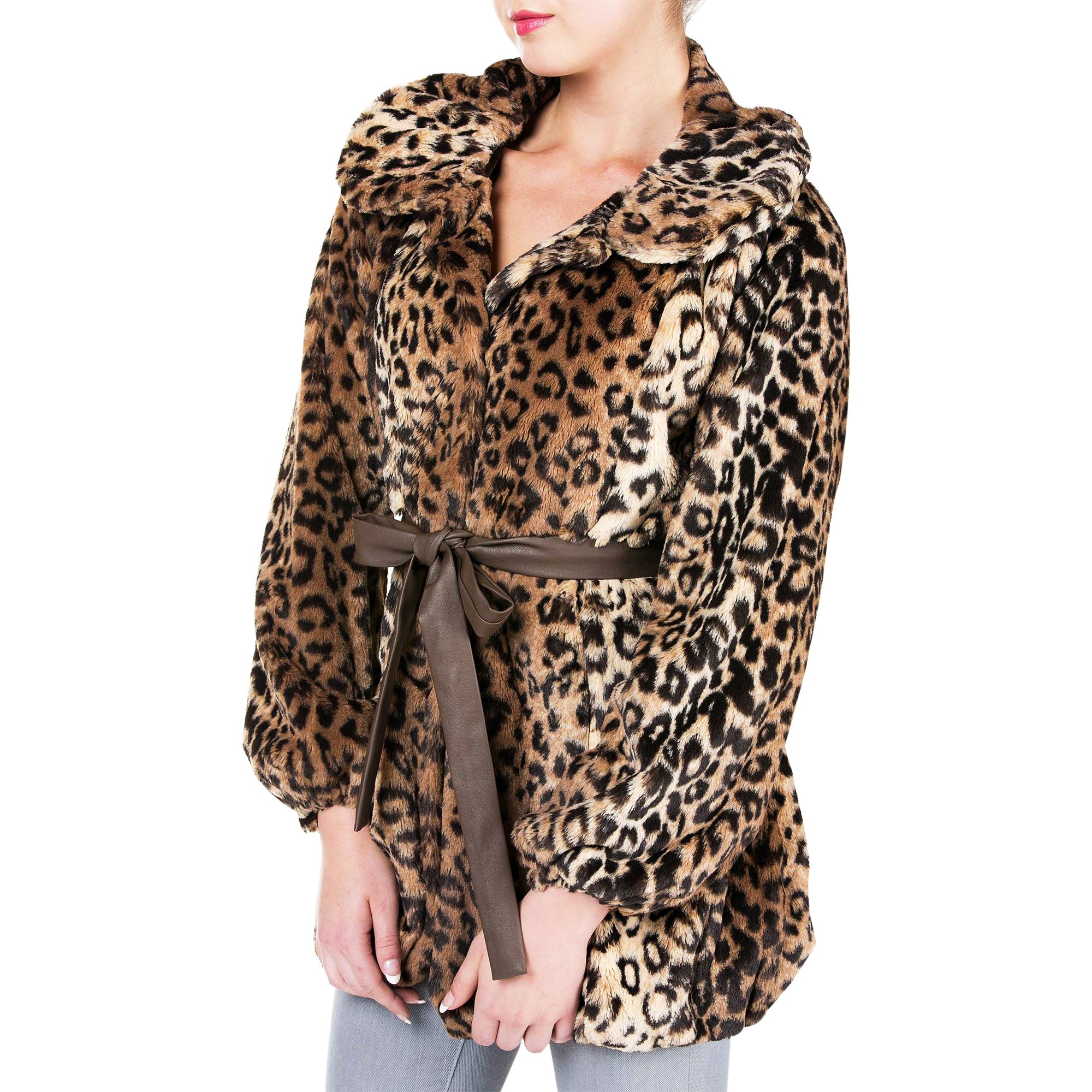Stylish MELODY Faux Fur Long Sleeve Jacket with Adjustable Faux Leather Belt - Winter Fashion Outerwear for Women | Perfect for Parties, Dates & Cold Weather