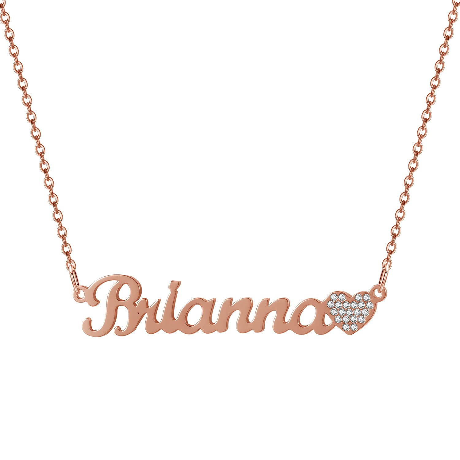 Personalized Name Necklace for Women - Custom Heart Nameplate with Zircon Letters in Stainless Steel Jewelry | Perfect Gift for Birthday, Anniversary & Valentine's Day