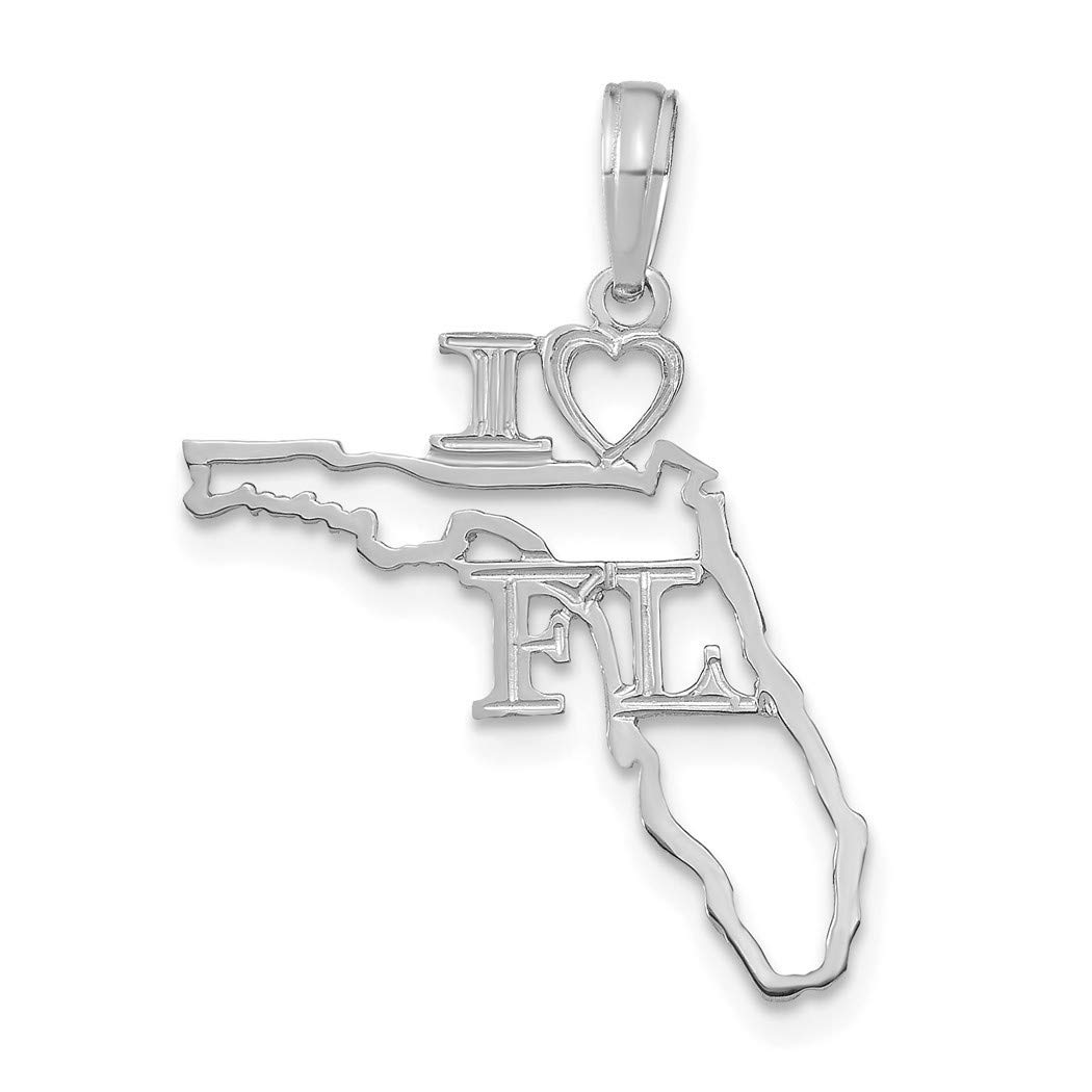 14K White Gold Solid Florida State Pendant Necklace for Women - Elegant Jewelry Gift for Birthday, Anniversary & Graduation - Perfect for Travel Lovers & State Pride