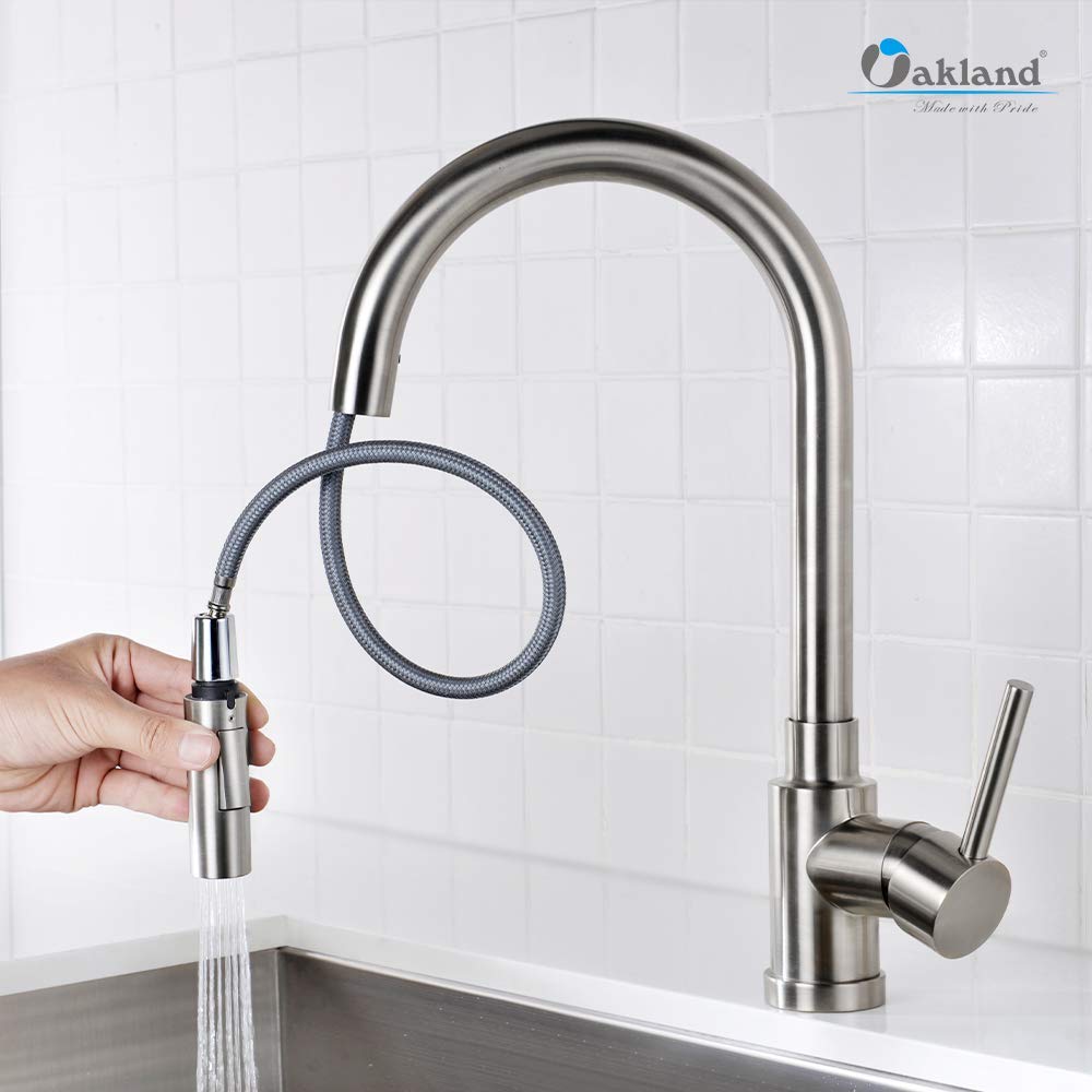Brushed Nickel Pull Down Kitchen Faucet - High Arc 2.2GPM for Sink