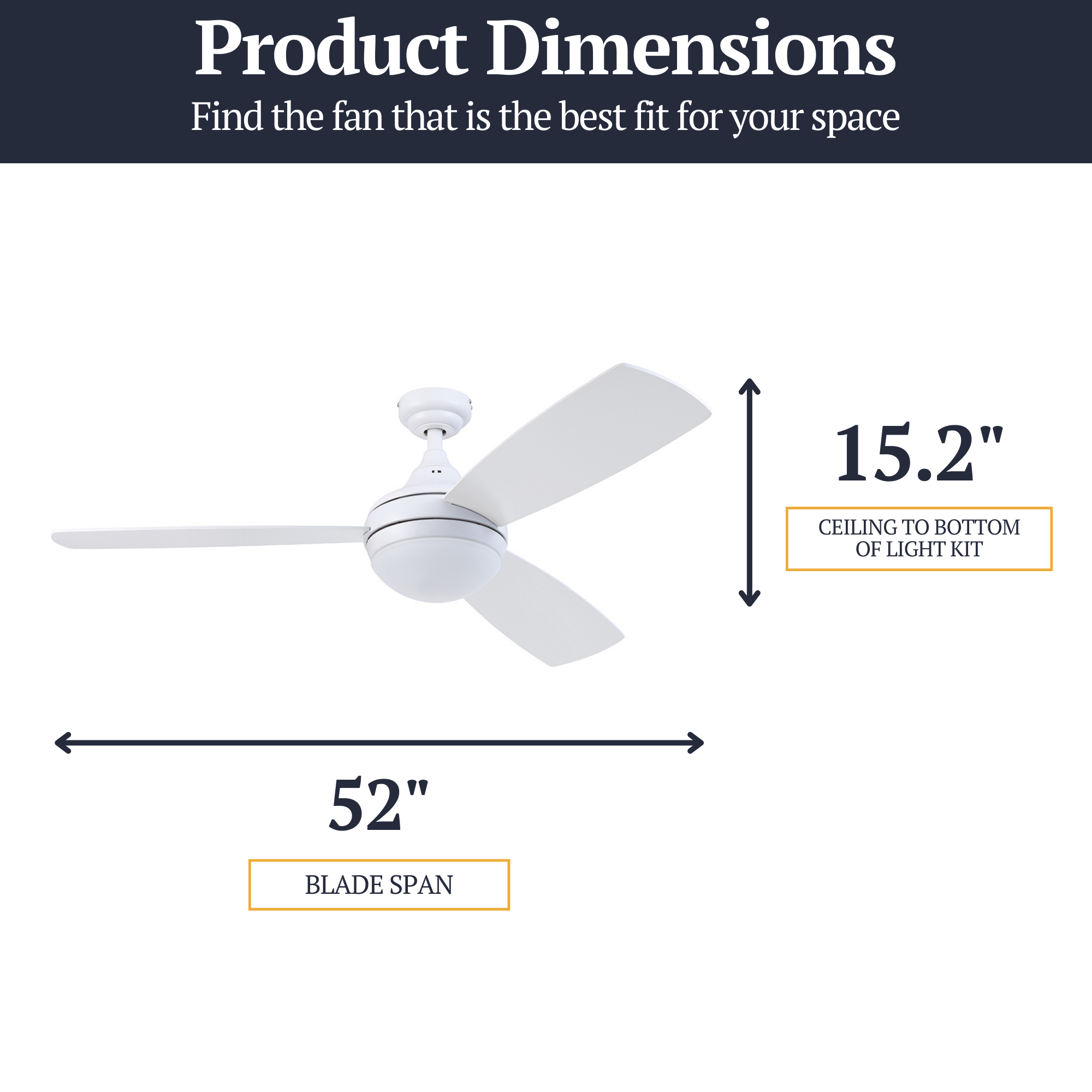 52 Inch White Calico Ceiling Fan with Remote Control - Perfect for Living Room, Bedroom, and Office Spaces