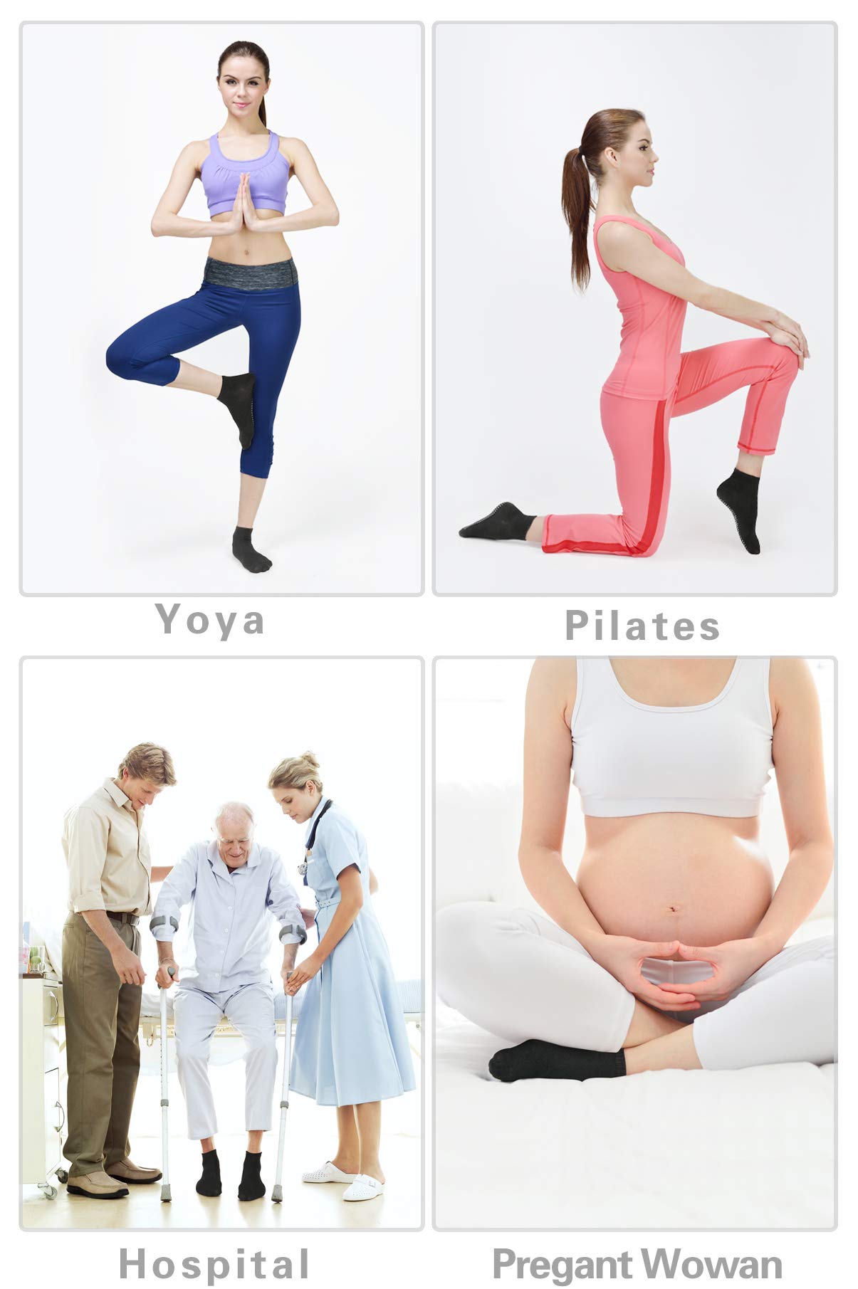 Non-Slip Grip Socks for Yoga, Pilates & Hospital Use - Anti-Skid Unisex Socks for Men & Women - Perfect for Workout, Nursing & Home Safety