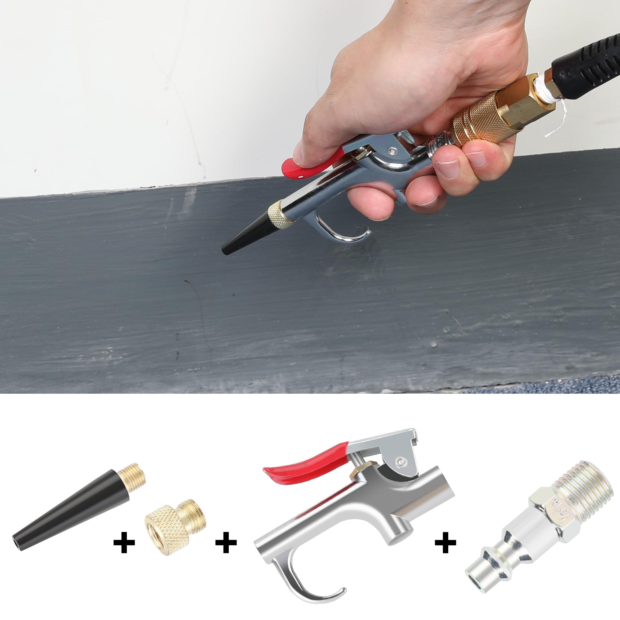 WYNNsky Air Blow Gun Kit with 2PCS Air Flow Extensions & 4PCS Nozzle Tips - 13PCS Complete Air Compressor Accessories Set for Cleaning, Drying, and Dusting - Ideal for Automotive, Workshop, and DIY Projects