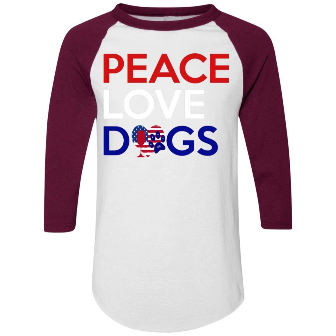 Peace Love Dogs Colorblock Raglan Jersey - Trendy & Comfortable Women's T-Shirt for Dog Lovers | Perfect for Casual Wear, Dog Walks & Pet-Themed Events
