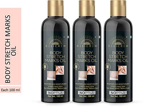 Organic Stretch Mark Removal Oil for Pregnancy & Anti-Aging | Scar & Wrinkle Treatment | Deep Hydration Skin Care | Pack of 3 (300 ml) – Perfect for Postpartum Recovery, Dry Skin & Body Scar Treatment