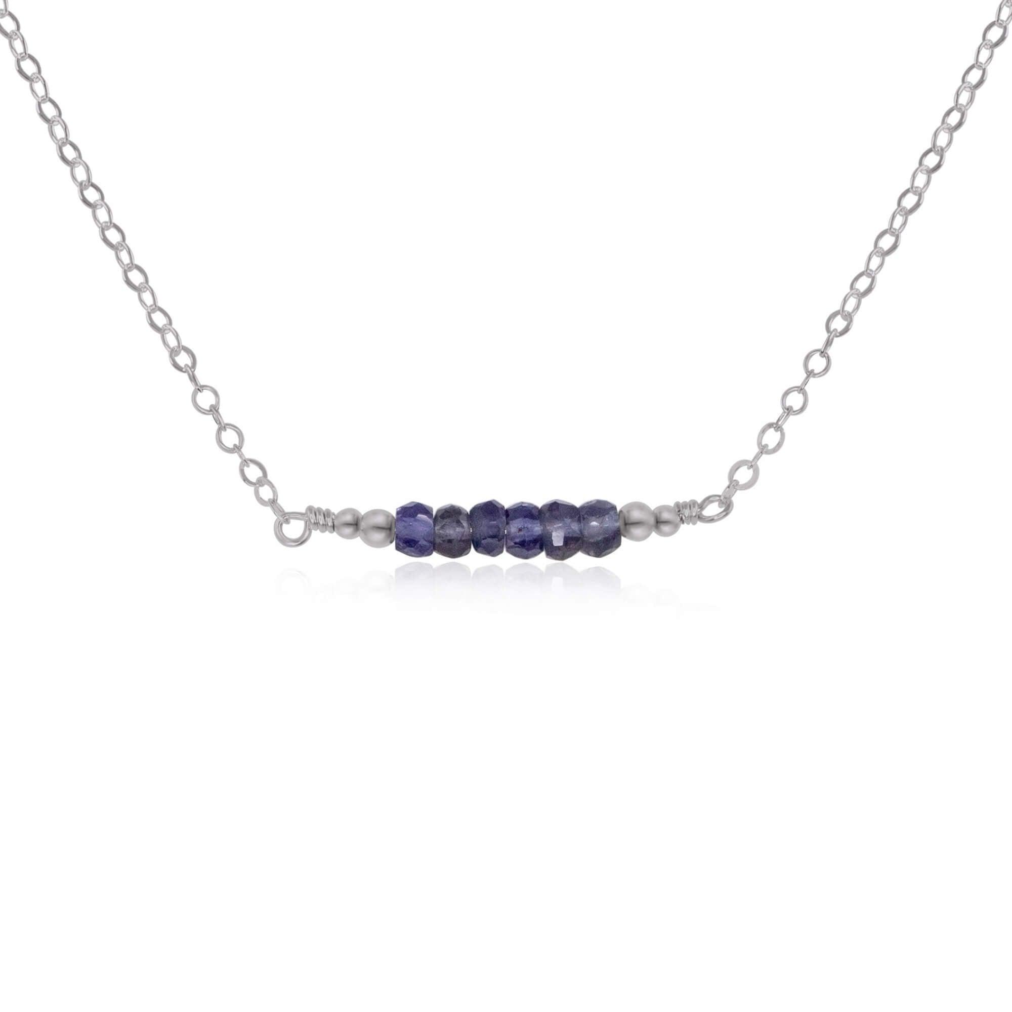 Sparkling Blue Grey Iolite Faceted Bead Bar Necklace for Women - Elegant Handmade Jewelry Gift for Birthday, Anniversary & Special Occasions