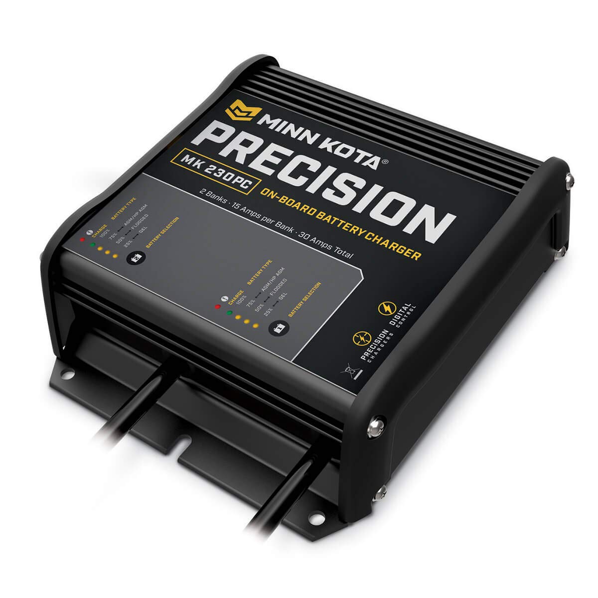 Minn Kota Precision On-Board Marine Battery Charger - 3 Bank 15A for Deep Cycle Batteries - Perfect for Boats, RVs & Trolling Motors - Fast Charging & Waterproof Design