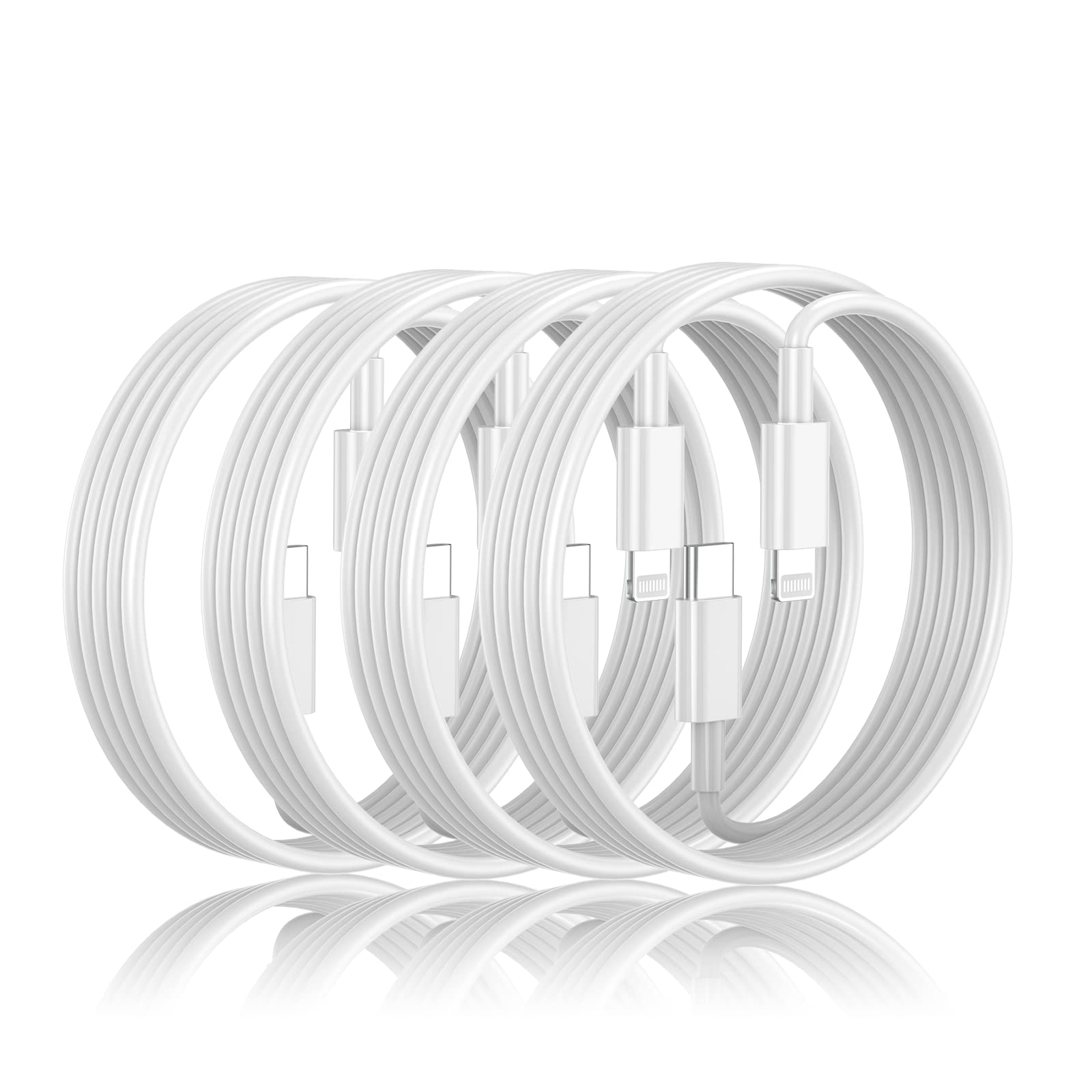 4-Pack Apple MFi Certified USB C to Lightning Cable 6ft - Fast Charging Cord for iPhone 13/12/11/X/8/7 & iPad - Perfect for Home, Office, Car and Travel Charging