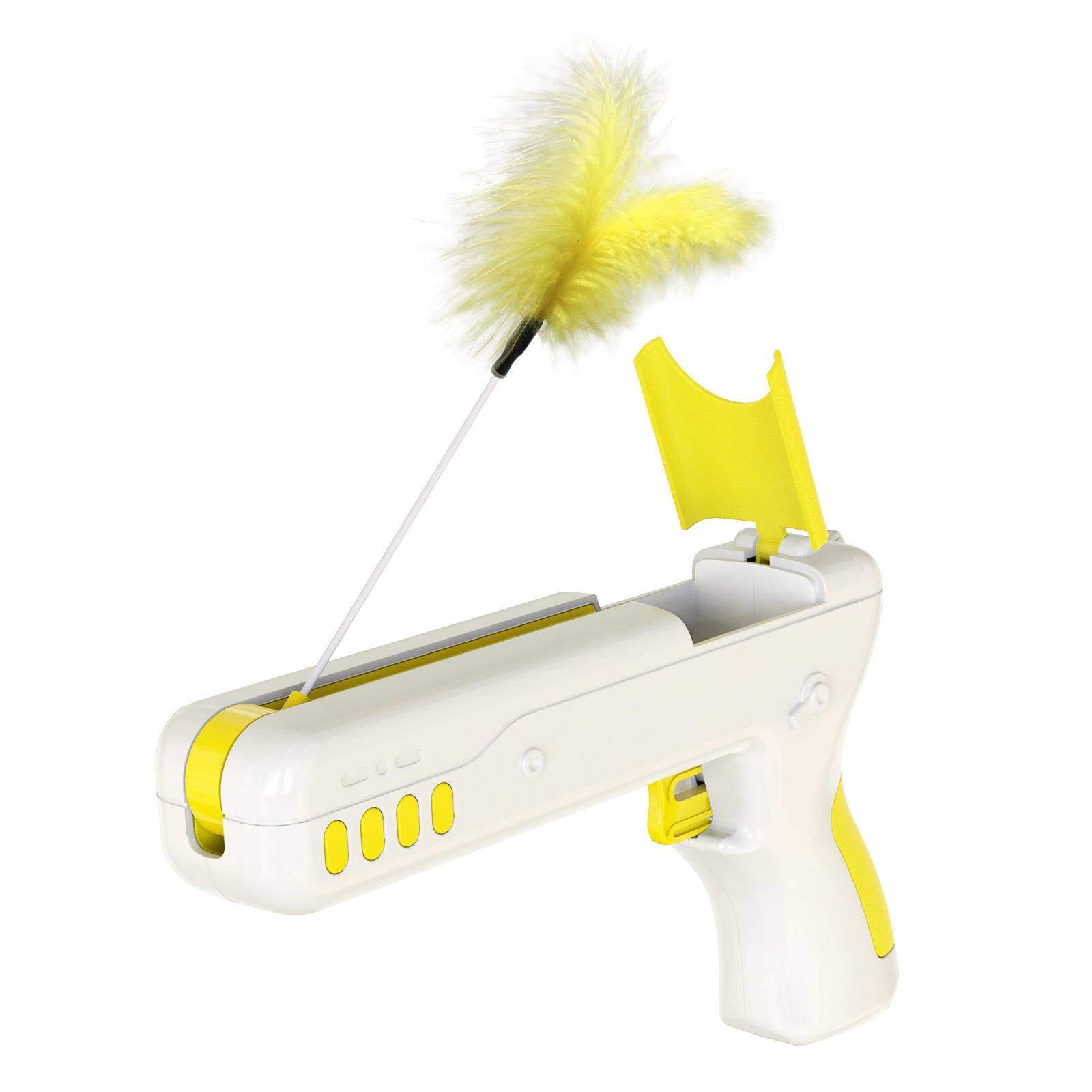 Interactive Cat Toys with Feather & Catnip - Bouncing Teaser Gun for Indoor Play, Stress Relief & Exercise - Fun Chasing & Balance Toy for Cats - Perfect for Playtime & Bonding
