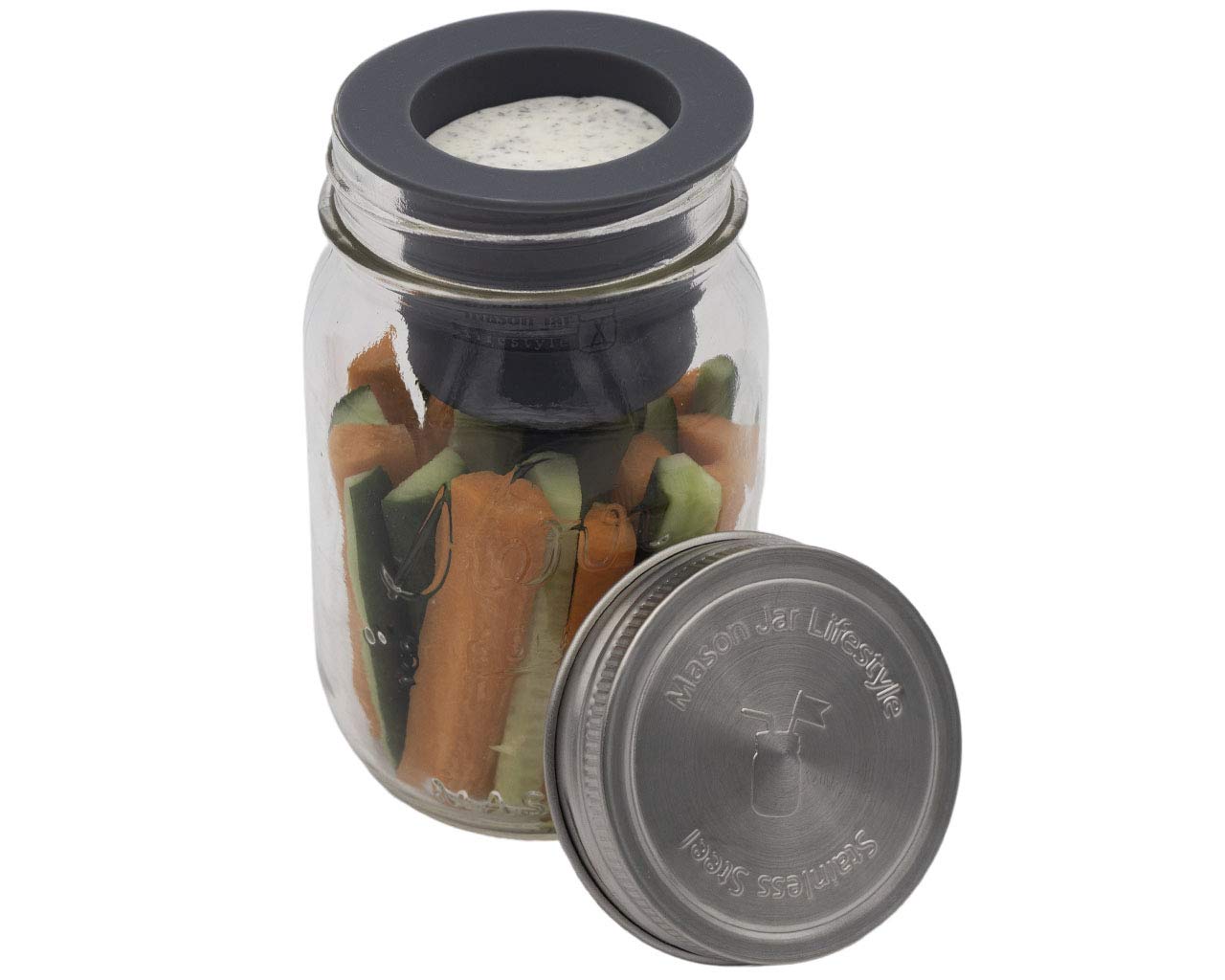 Eco-Friendly Mason Jar Bento Lunch Box - Plastic-Free Salad, Dip & Snack Container with Divider (Ultra Violet, Regular Mouth) - Perfect for Meal Prep, Picnics & Office Lunches
