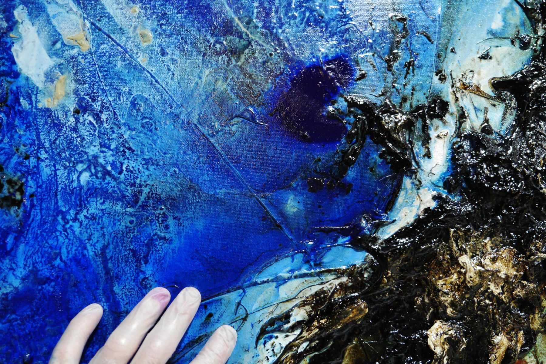 Oceanic Straits 190cm x 100cm Blue White Textured Abstract Canvas Wall Art - Modern Home Decor for Living Room, Bedroom & Office