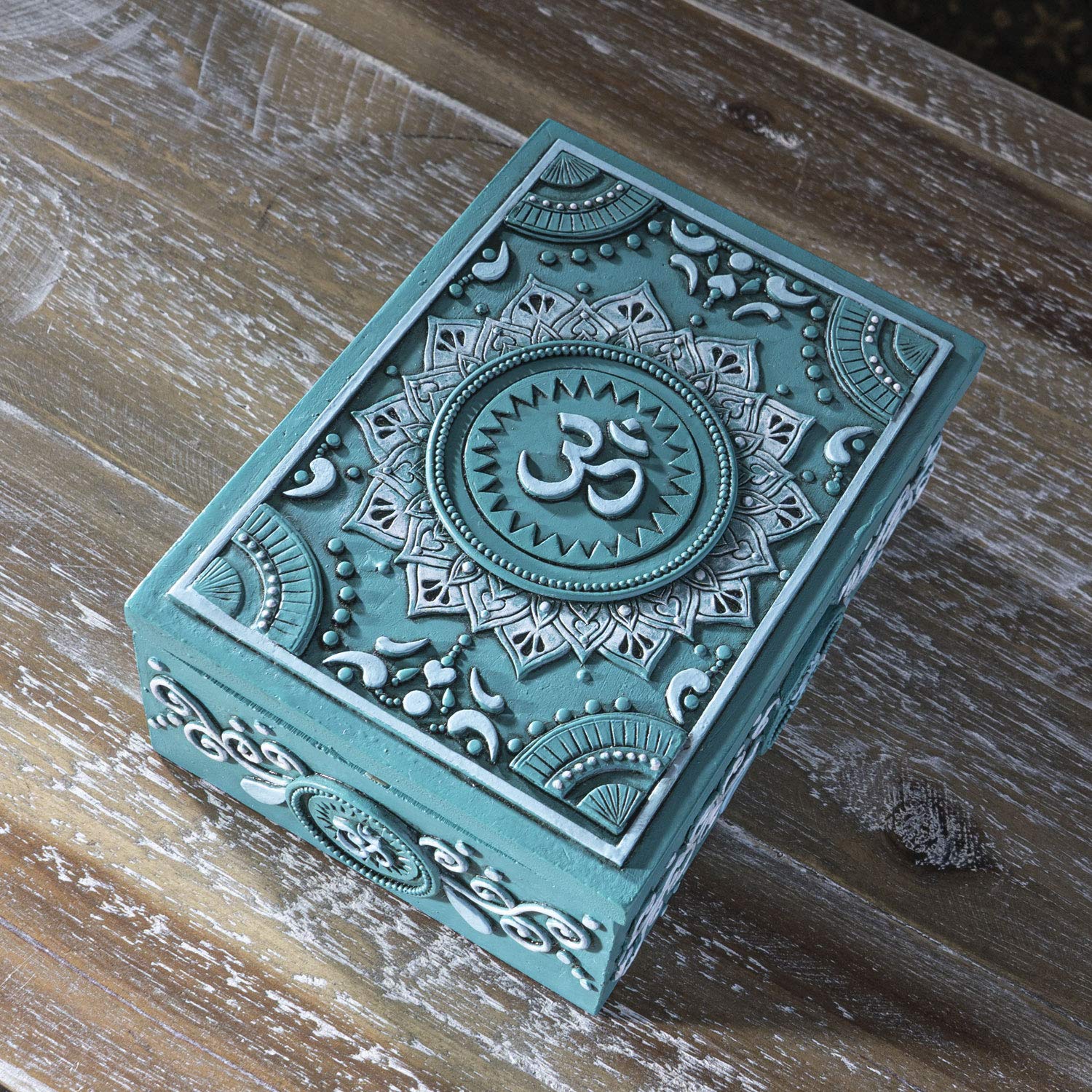 Handcrafted Mandala & Ohm Symbol Jewelry Box - Spiritual Keepsake for Tarot Cards, Crystals & Sacred Items | Perfect for Meditation, Yoga & Home Decor