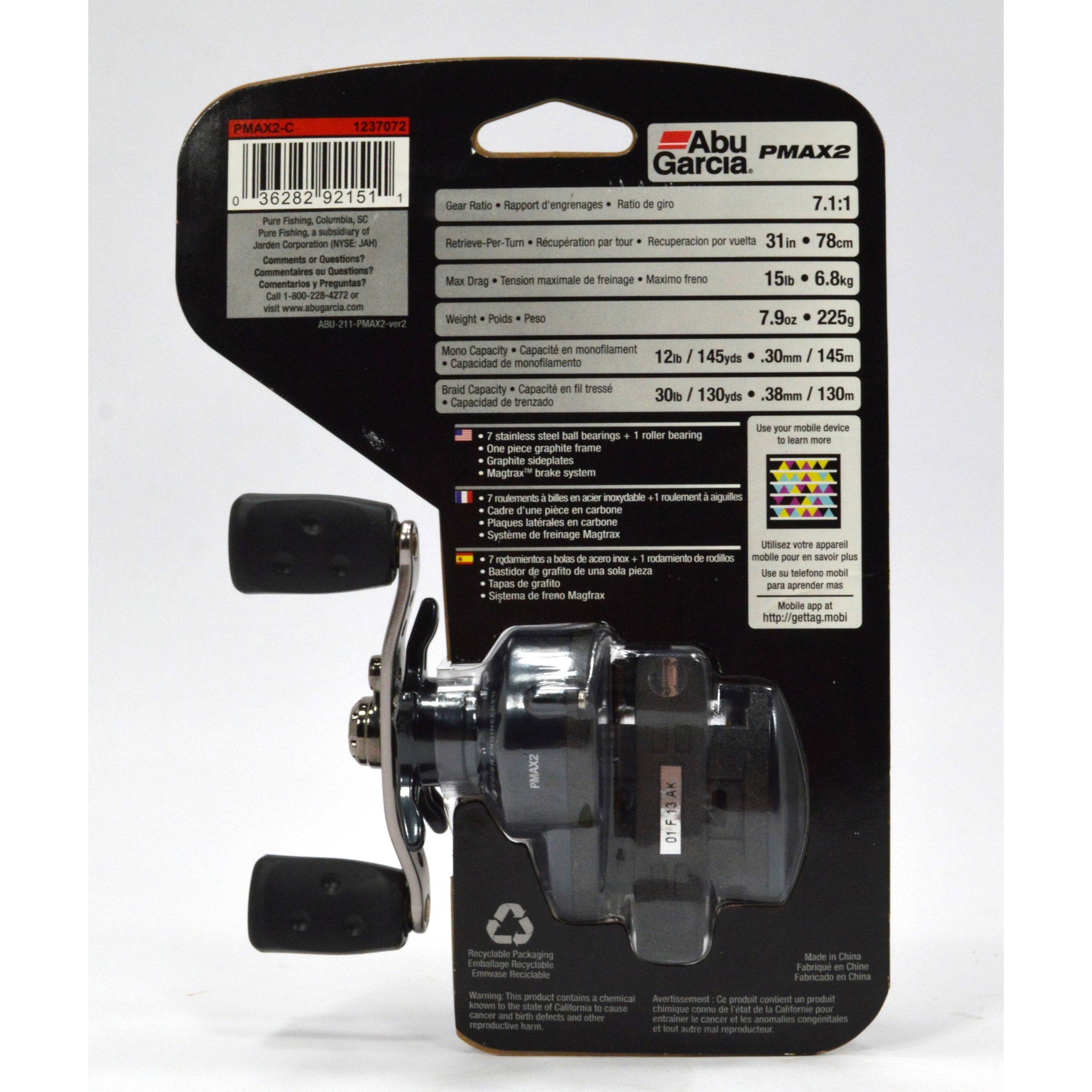 ABU GARCIA Pro Max PMAX2 Baitcasting Fishing Reel - 7.1:1 Gear Ratio, 8 Ball Bearings, Right/Left Hand Retrieve | Perfect for Bass Fishing, Saltwater & Freshwater Angling