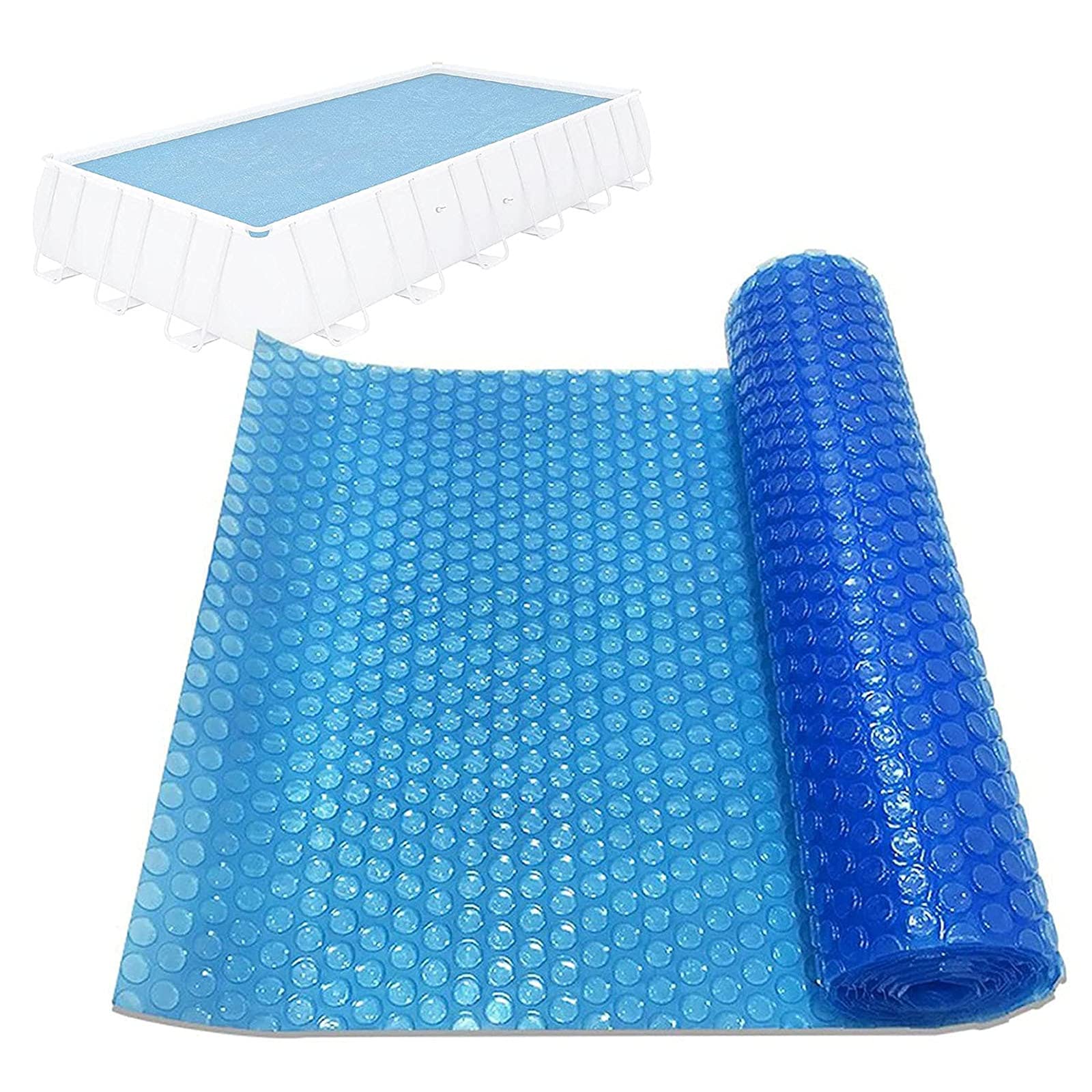 YANRU 8 Ft×5 Ft (220 cm×150 cm) Blue Solar Pool Cover for Above Ground Pools - Reduces Water Evaporation & Keeps Water Warm - Durable Solar Blanket for Swimming Pools - Perfect for Summer Pool Maintenance & Energy Savings