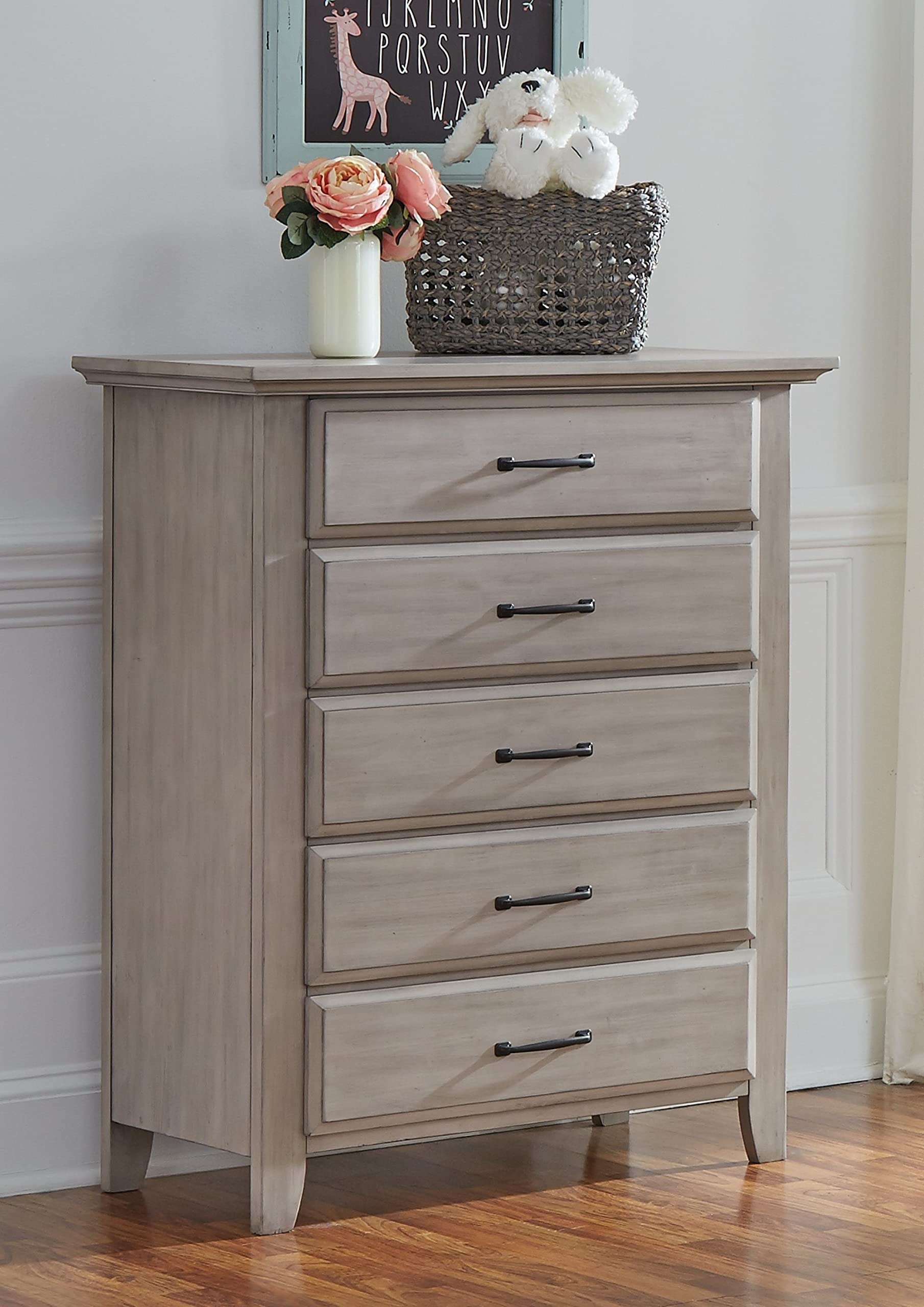 Soho Baby Chandler Premium 5-Drawer Dresser Chest with Stone Wash Finish - Nursery & Kids Room Storage Furniture for Baby Clothes, Toys & Essentials