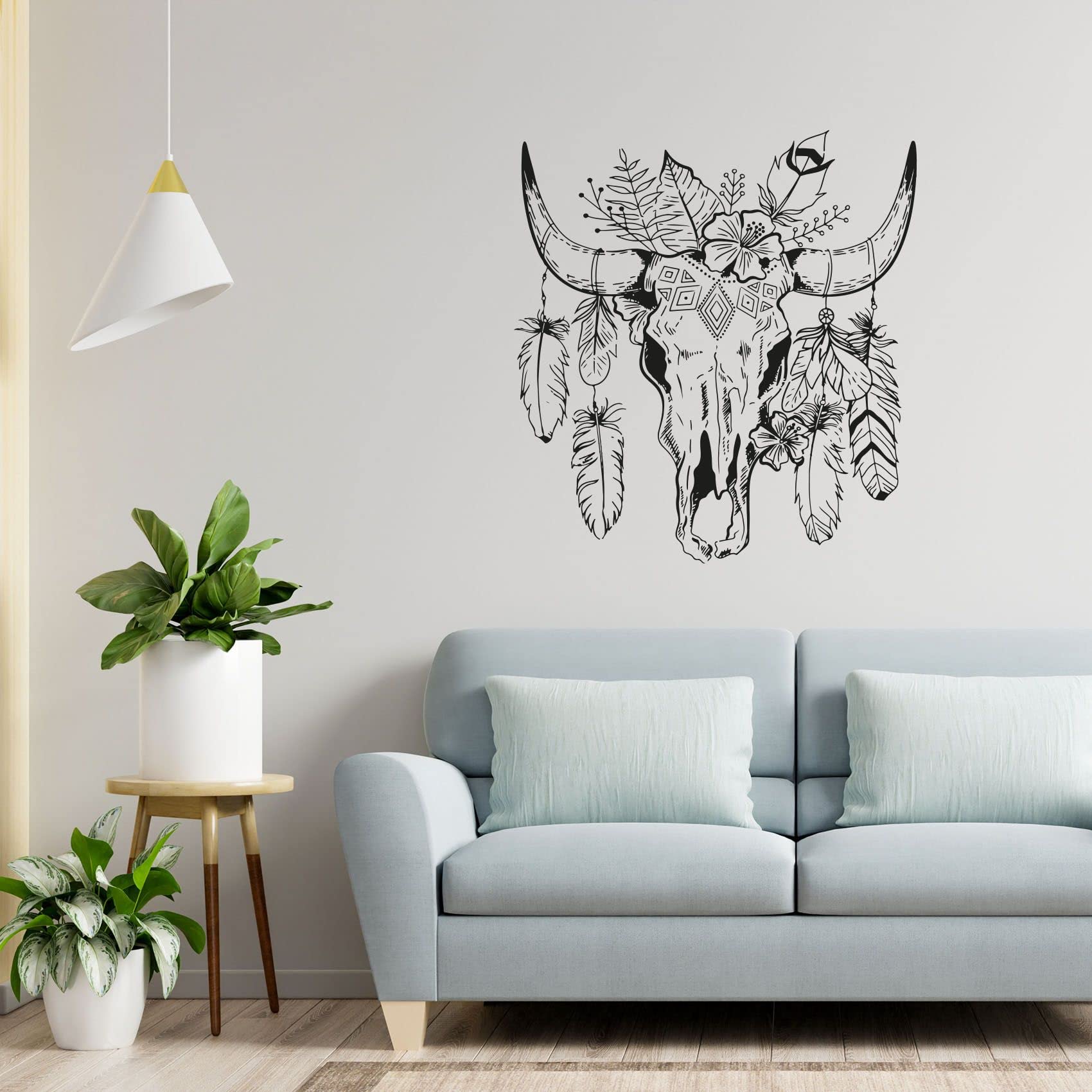 Bohemian Feather Arrow Wall Decal - Modern Abstract Vinyl Sticker Art for Kids Room, Nursery, Bedroom & Home Decor (20x20 Inch) | Perfect for Boho Chic, Gender Neutral & Playful Interior Design