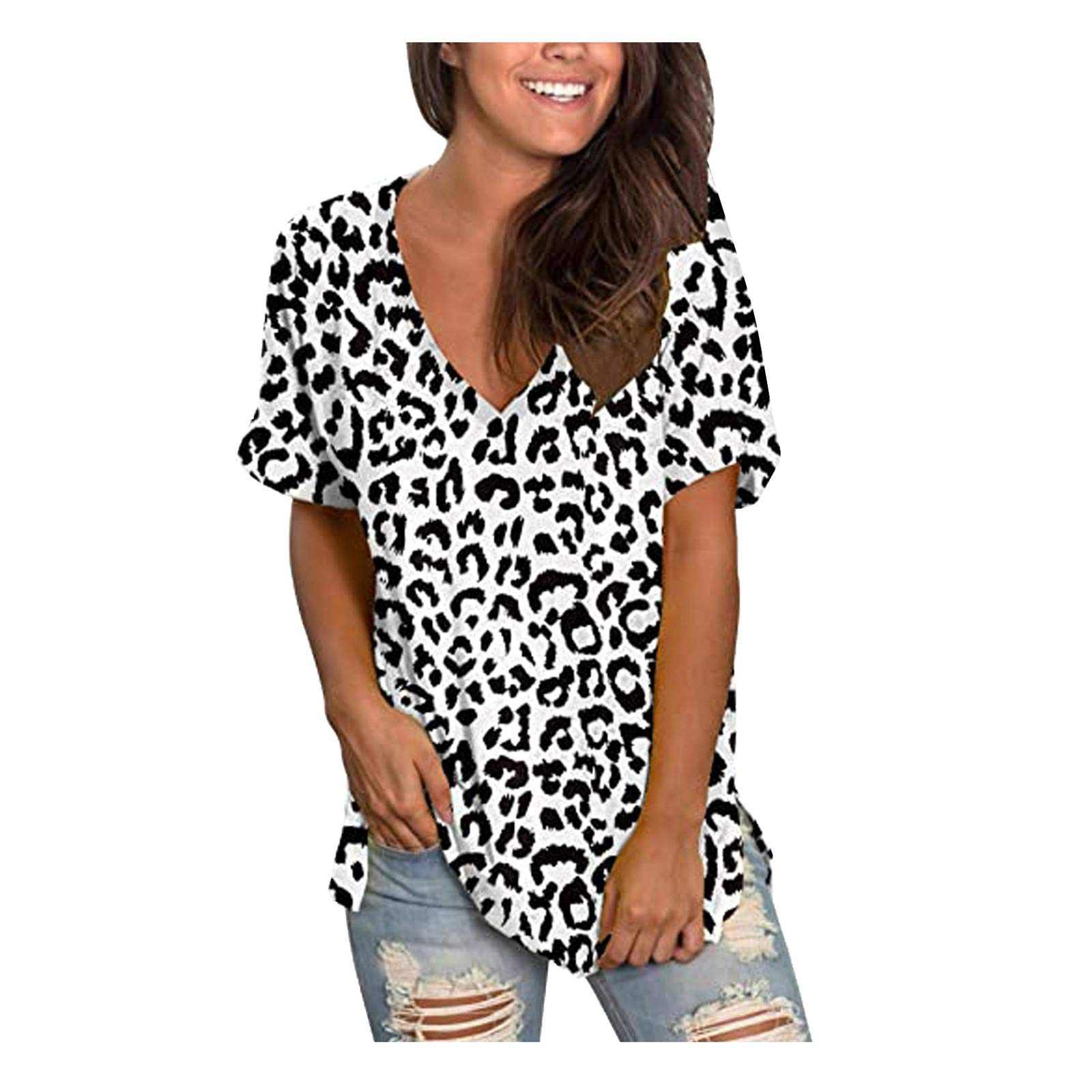 GFPGNDFHG Women's Summer Floral T-Shirt - Short Sleeve O-Neck Pullover Blouse with Spliced Design | Casual Wear, Beach Outfits & Summer Fashion