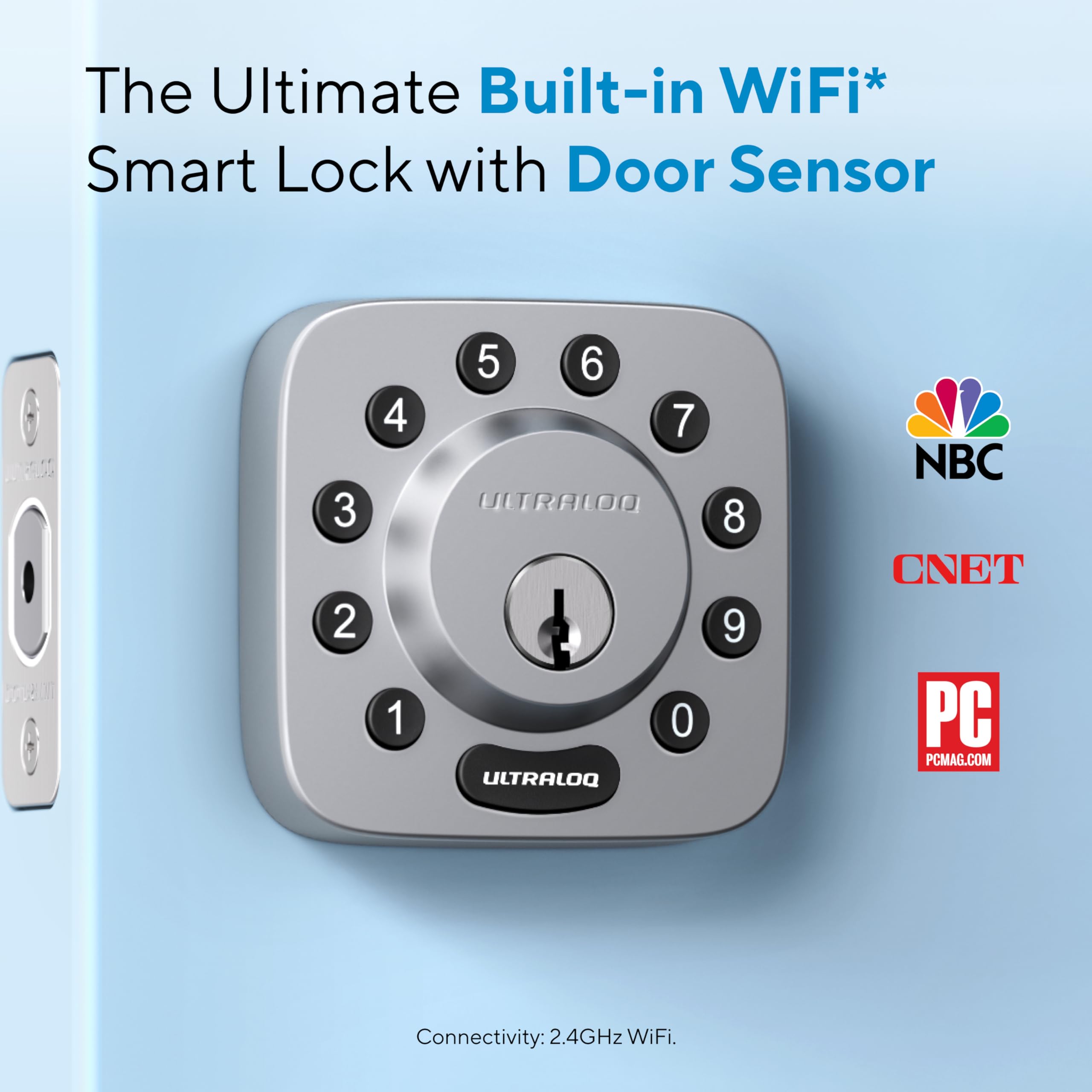 Ultraloq Smart Lock U-Bolt WiFi - Keyless Entry Door Lock with Door Sensor, Alexa Voice Control & Remote App Access - Secure Smart Home Entry for Front Door, Apartment & Vacation Rental (Works with Google Assistant & Siri)