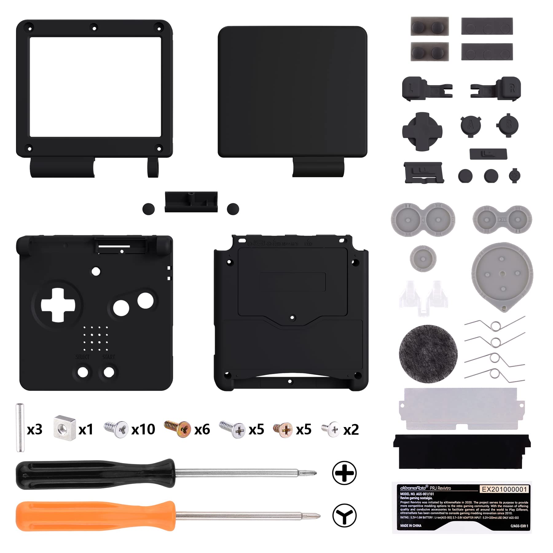 eXtremeRate Replacement Shell with Full Buttons for Gameboy Advance SP GBA SP - Custom Case Compatible with IPS & Standard LCD Screens (Console & Screen Not Included) - Black - Perfect for Gaming Enthusiasts & Retro Console Modding