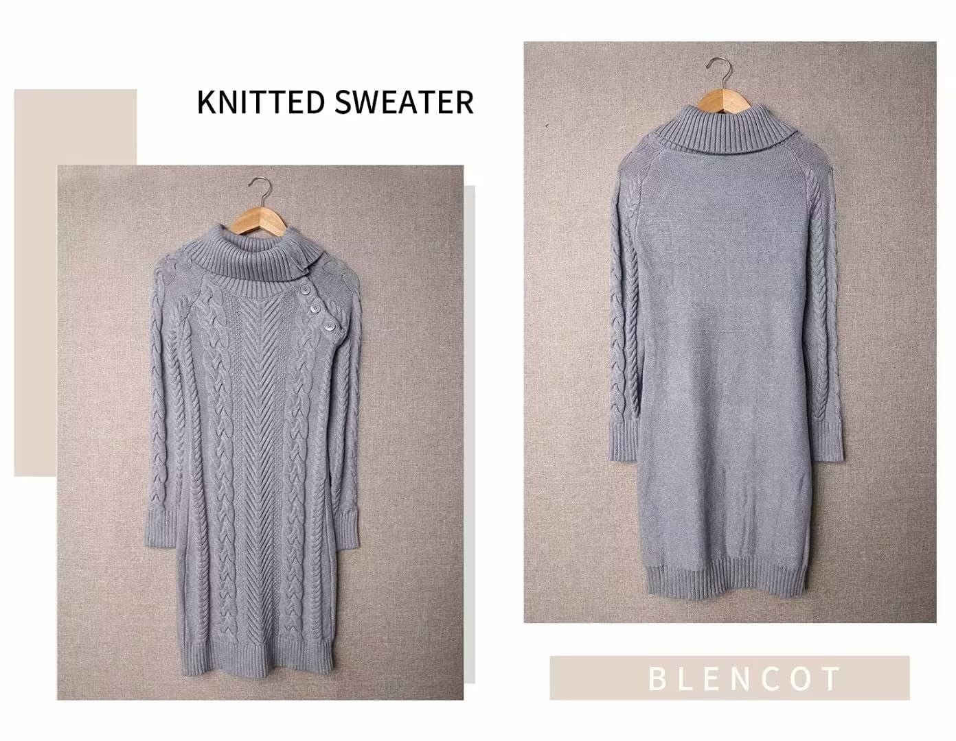 BLENCOT Women's Chunky Cable Knit Turtleneck Sweater - Soft Long Sleeve Pullover Jumper for Winter - Perfect for Office Wear, Casual Outfits & Holiday Parties