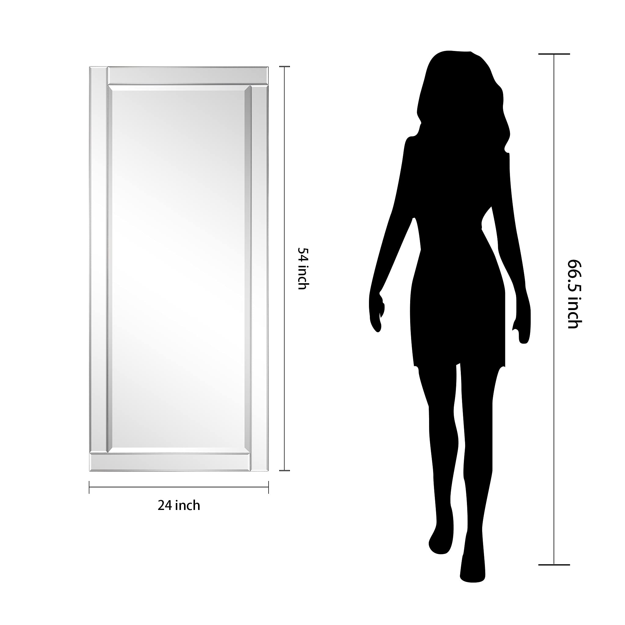 Empire Art Direct Modern Rectangle Wall Mirror with Solid Wood Frame - 1