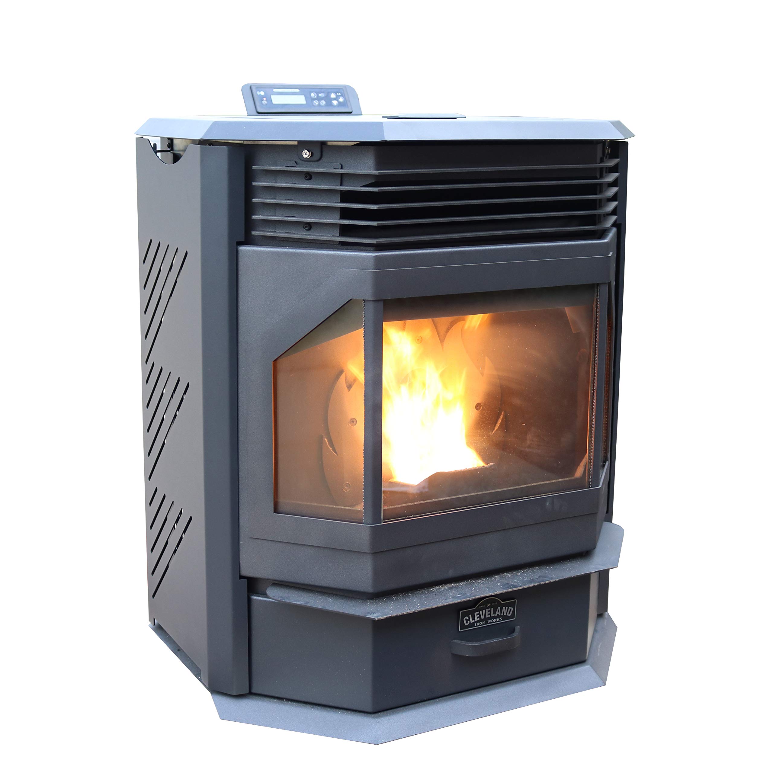 Cleveland Iron Works Bayfront Pellet Stove - 2500 Sq Ft Heating Capacity | Efficient & Eco-Friendly Home Heating Solution for Living Rooms, Cabins & Outdoor Spaces