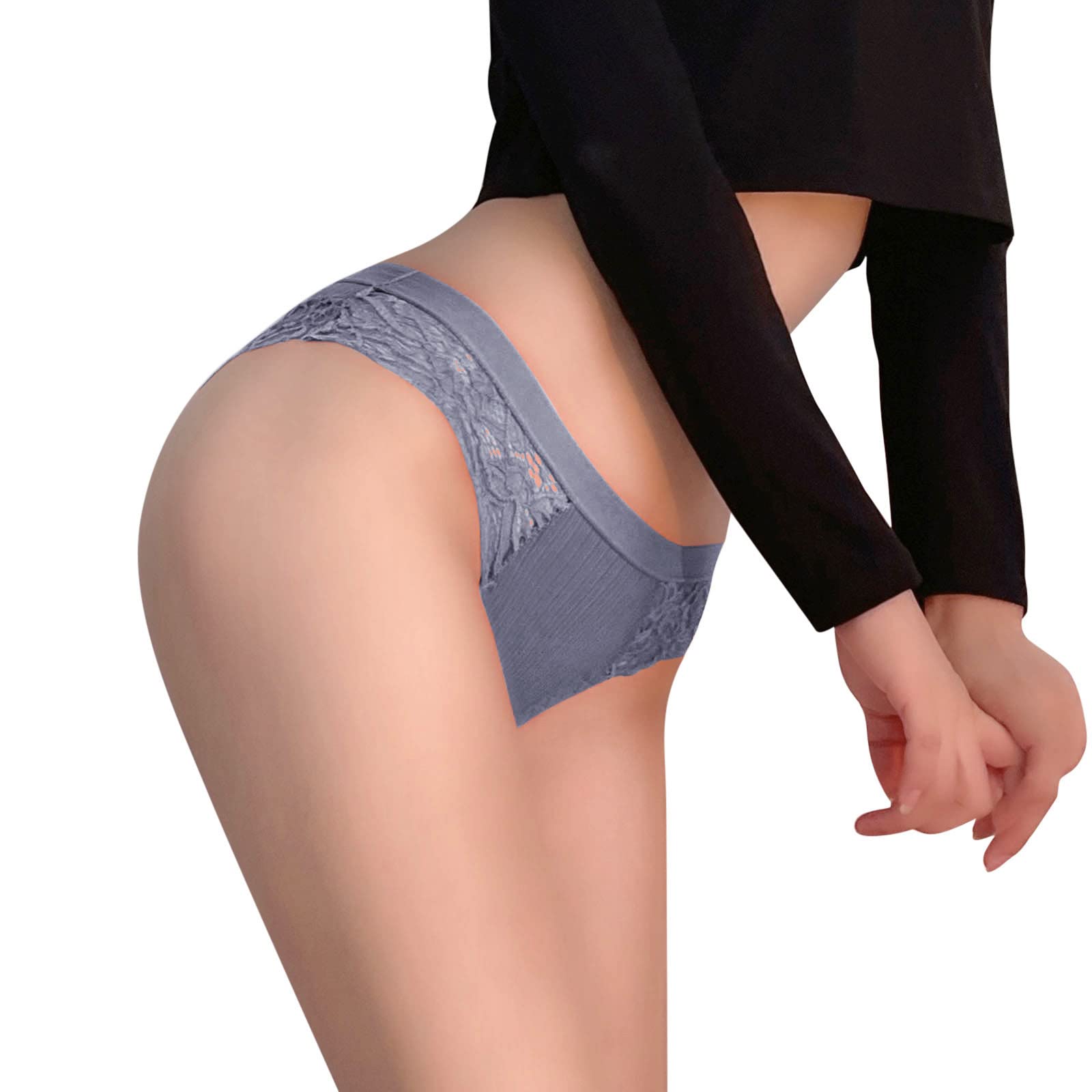 Sexy Women's Transparent Lace Thong Underwear - Cotton Hollow Breathable High Rise Panties for Daily Wear & Special Occasions