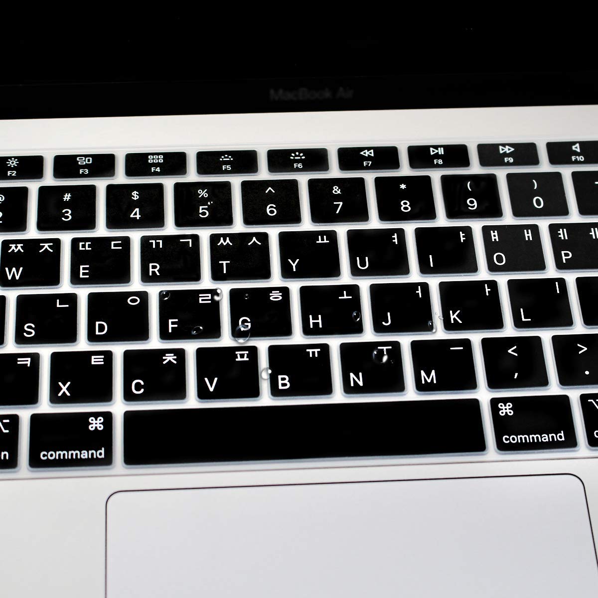 Korean Language Silicone Keyboard Cover for MacBook Air 13.3 inch (2018 Model A1932) - US Layout Black Keyboard Protector with Retina Display & Touch ID Compatibility - Perfect for Typing, Office Work & Travel Protection