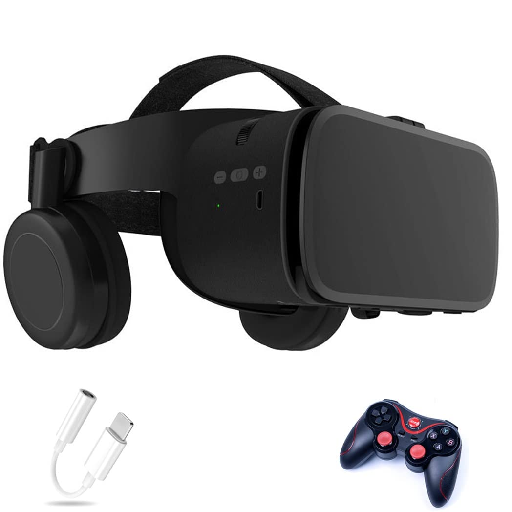 3D VR Headset with Bluetooth Controller - Compatible with iPhone 13 Pro Max/13 Pro/13/12/11, Samsung Galaxy S21, Huawei & Xiaomi Series - Immersive Virtual Reality Experience for Gaming, Movies & Entertainment