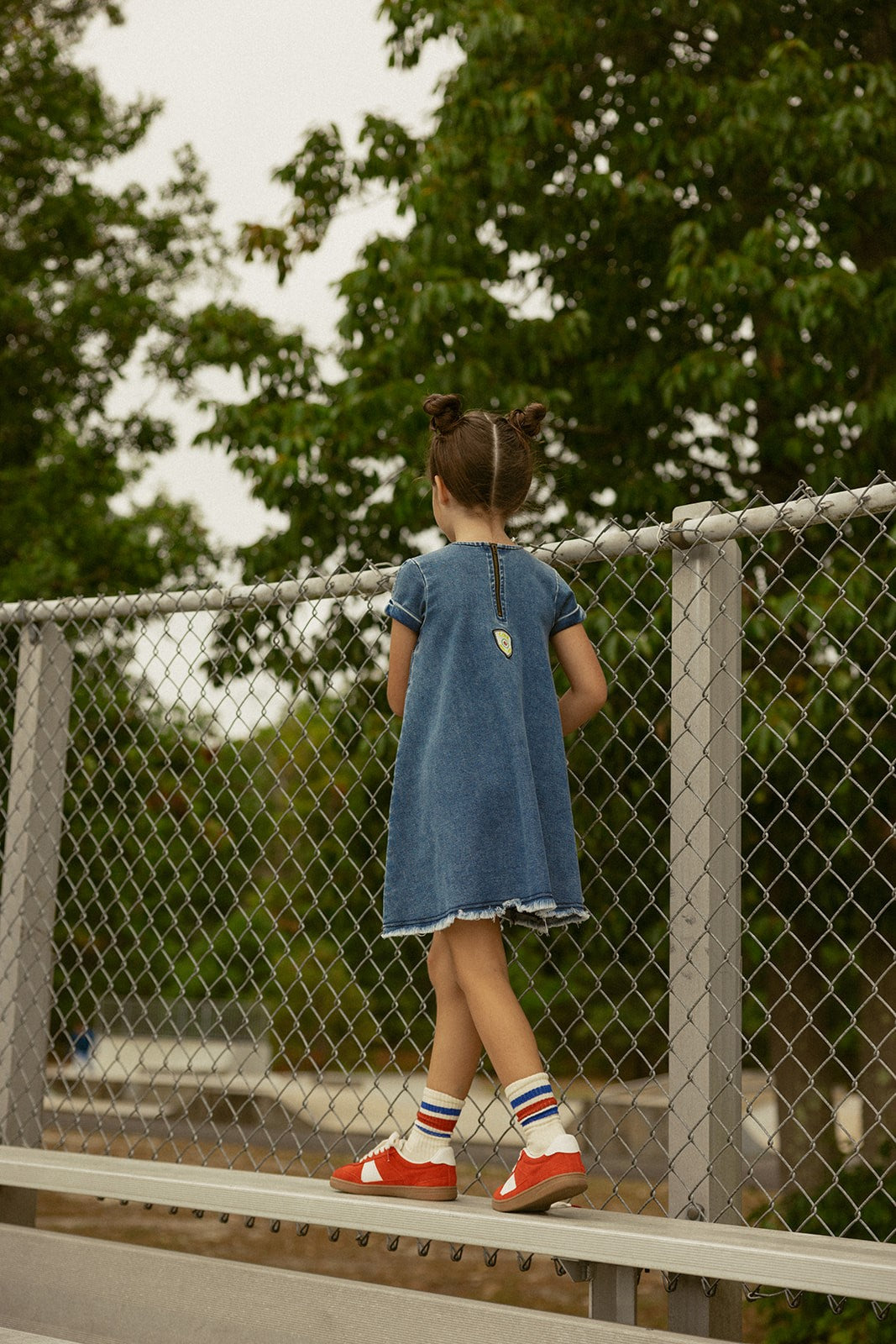 Kids' Crew Stitch Patch Dress in Blue - Cute & Comfortable Outfit for Playdates, Parties & Everyday Wear
