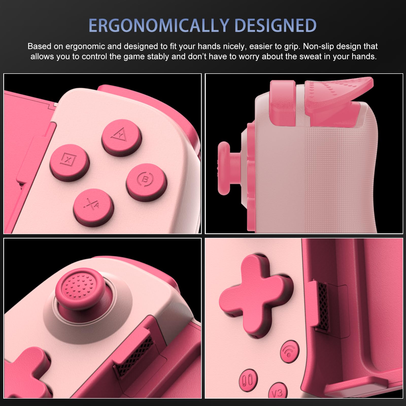 Wireless Gaming Controller for iPhone Android PC Switch - Play COD Genshin Diablo on PS5 PS4 Xbox - Cloud Gaming Joystick with Turbo 6-Axis Gyro & Dual Motors (Pink) - Perfect for Mobile Console & Streaming Gameplay