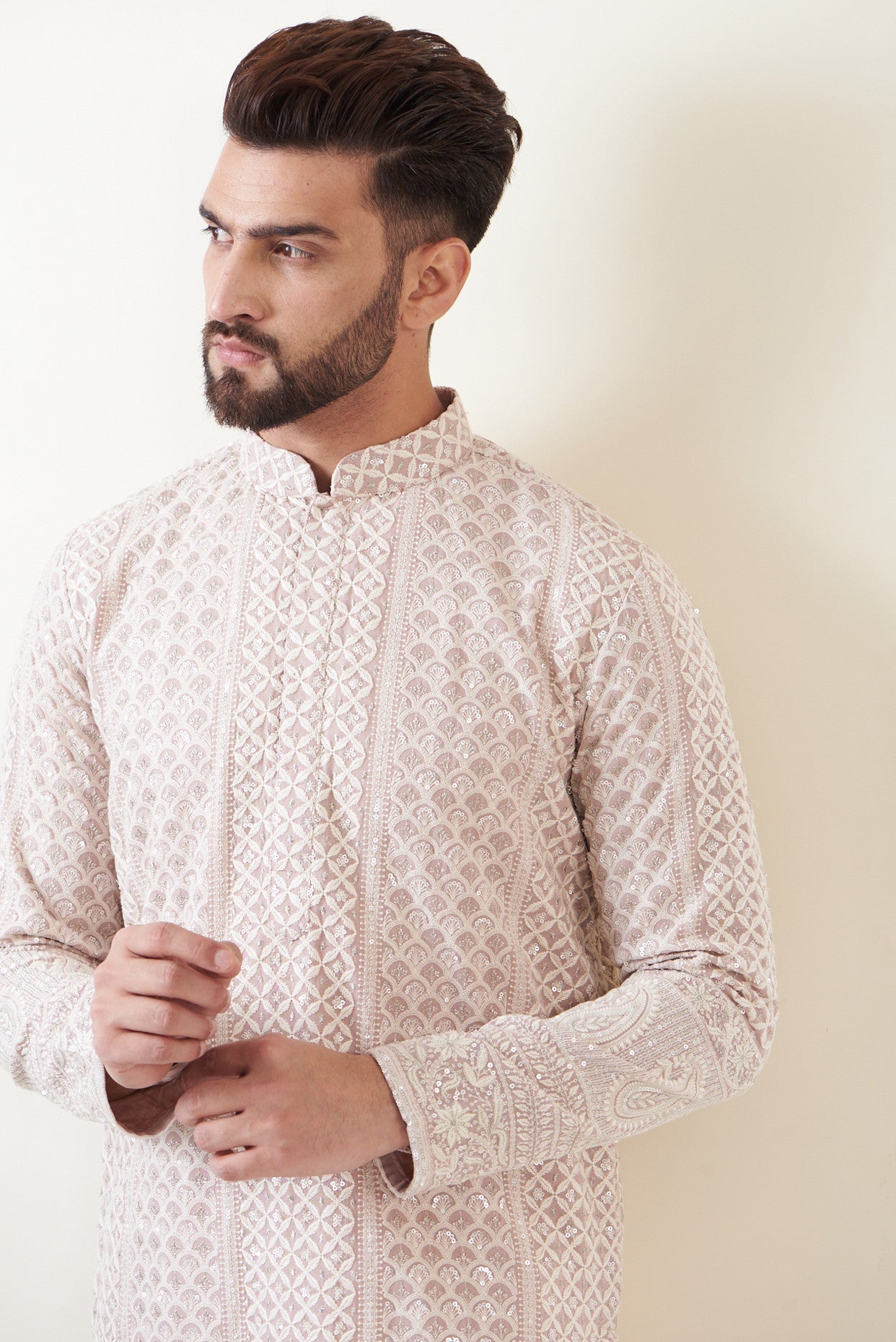 Stylish Light Mud Pink Lakhnawi Kurta for Women - Traditional Indian Tunic Top for Casual Wear & Festive Occasions
