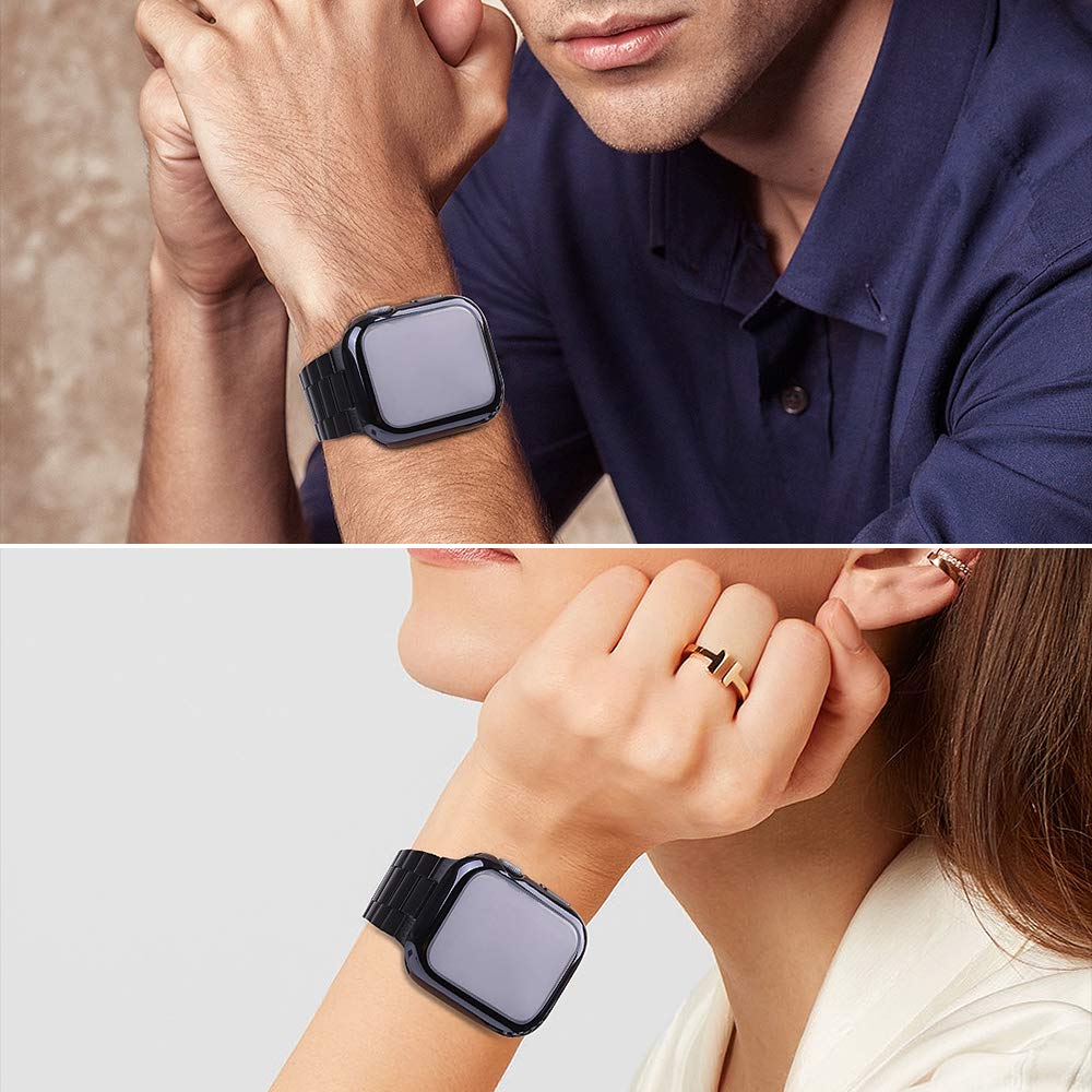 Premium Stainless Steel Apple Watch Band Compatible with All Series (49mm 46mm 45mm 44mm 42mm 38mm 40mm 41mm) - Durable Metal iWatch Strap with Protective Case & Screen Protector for Men & Women | Perfect for Work, Gym & Everyday Wear