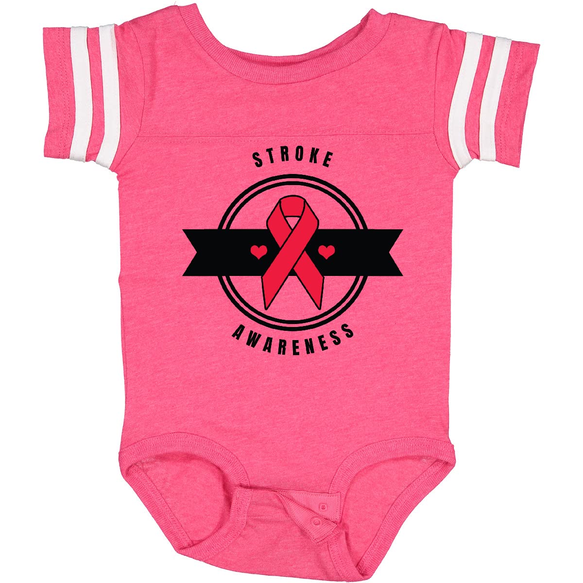 Inktastic Stroke Awareness Red Ribbon & Banner Baby Bodysuit - Cute Infant Outfit for Stroke Awareness Month & Fundraising Events
