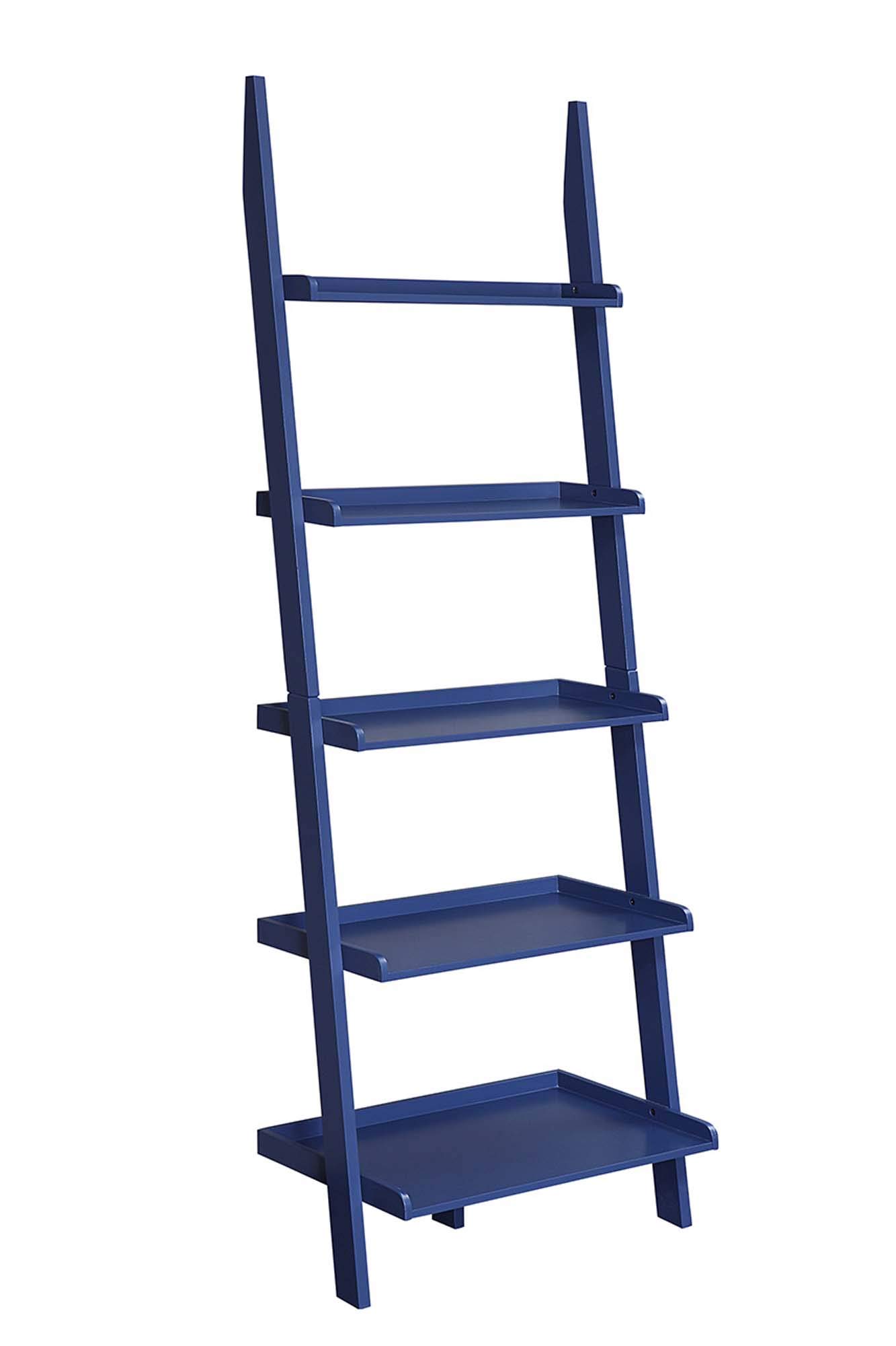 Convenience Concepts American Heritage Bookshelf Ladder in Cobalt Blue - Stylish Home Library Ladder for Bookshelves & Storage Organization