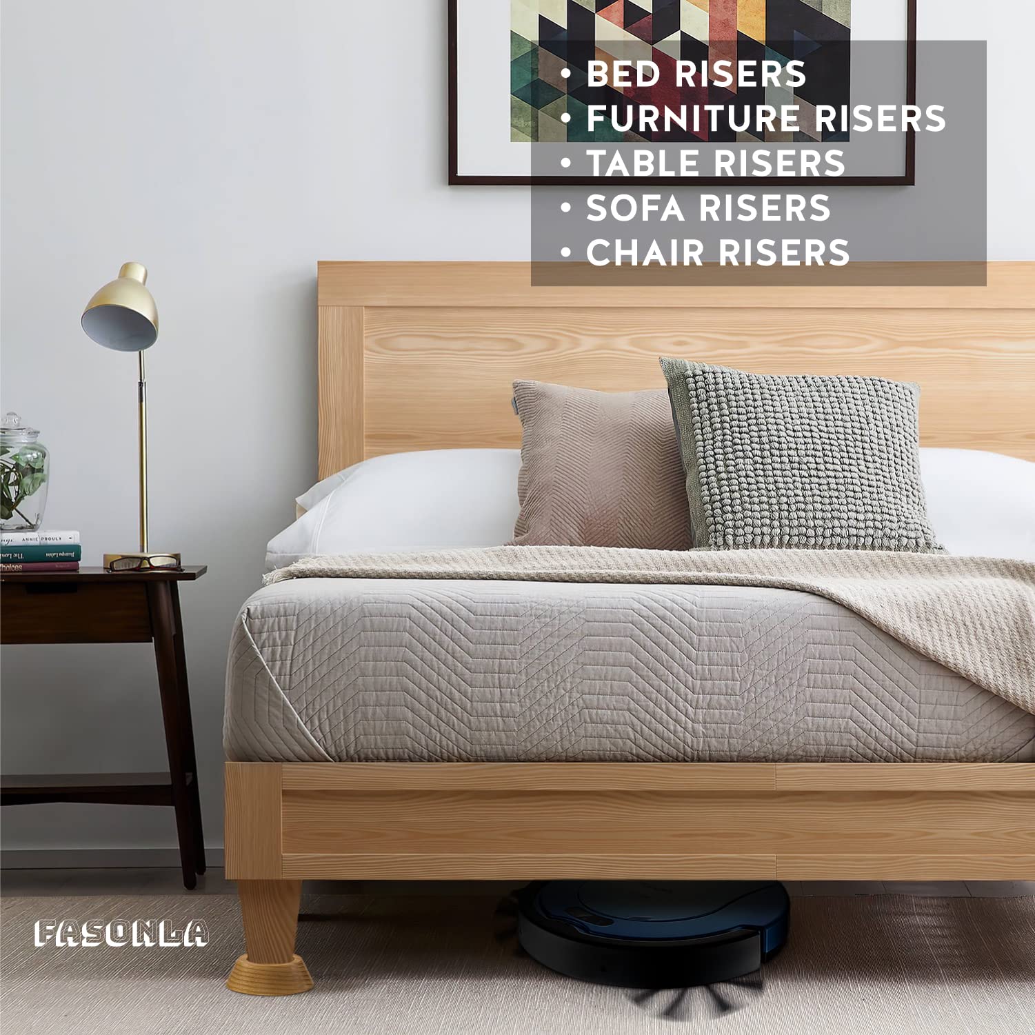 **8-Pack Adjustable Wood Bed Risers & Furniture Risers (1