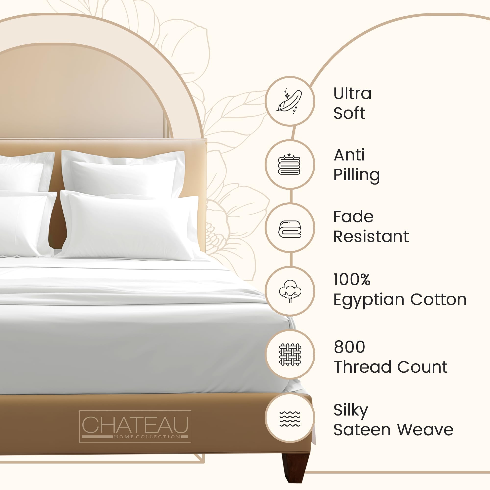 Luxury 800 Thread Count Egyptian Cotton Queen Sheet Set - Sateen Weave, Deep Pocket, White | Premium Bedding for Comfort & Style | Perfect for Master Bedrooms, Guest Rooms & Luxury Hotels