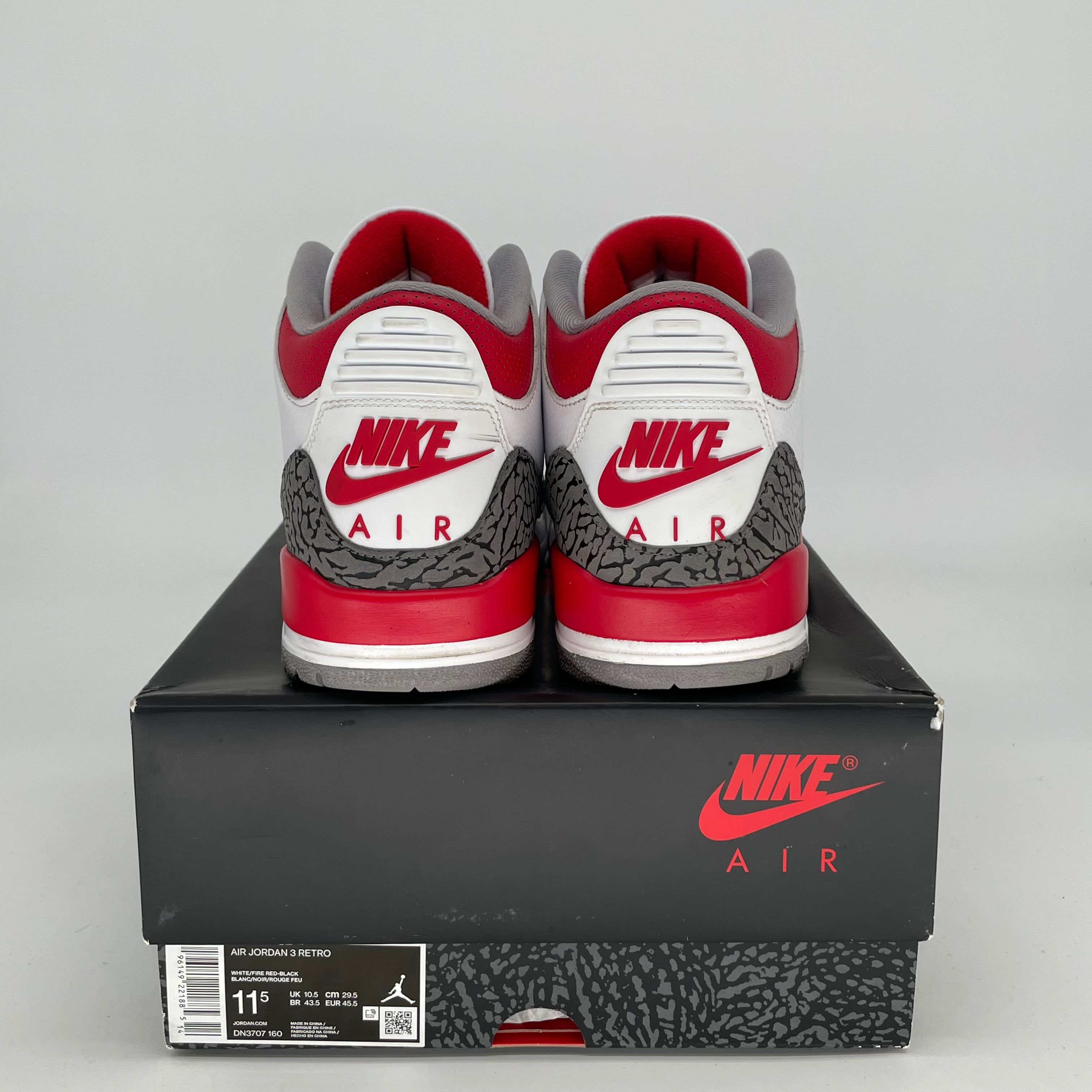 AIR JORDAN 3 Retro Fire Red Men's Basketball Shoes Size 11.5 - DN3707-160 | Authentic Sneakers for Casual Wear, Sports & Street Style