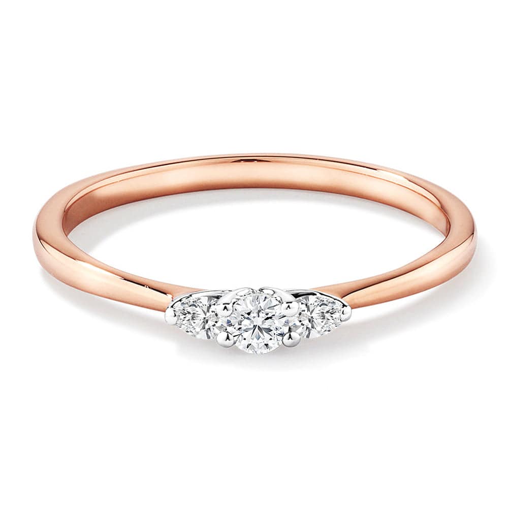 Three Stone Round Brilliant & Oval Cut Lab Grown Diamond Promise Ring for Engagement, Anniversary & Special Occasions