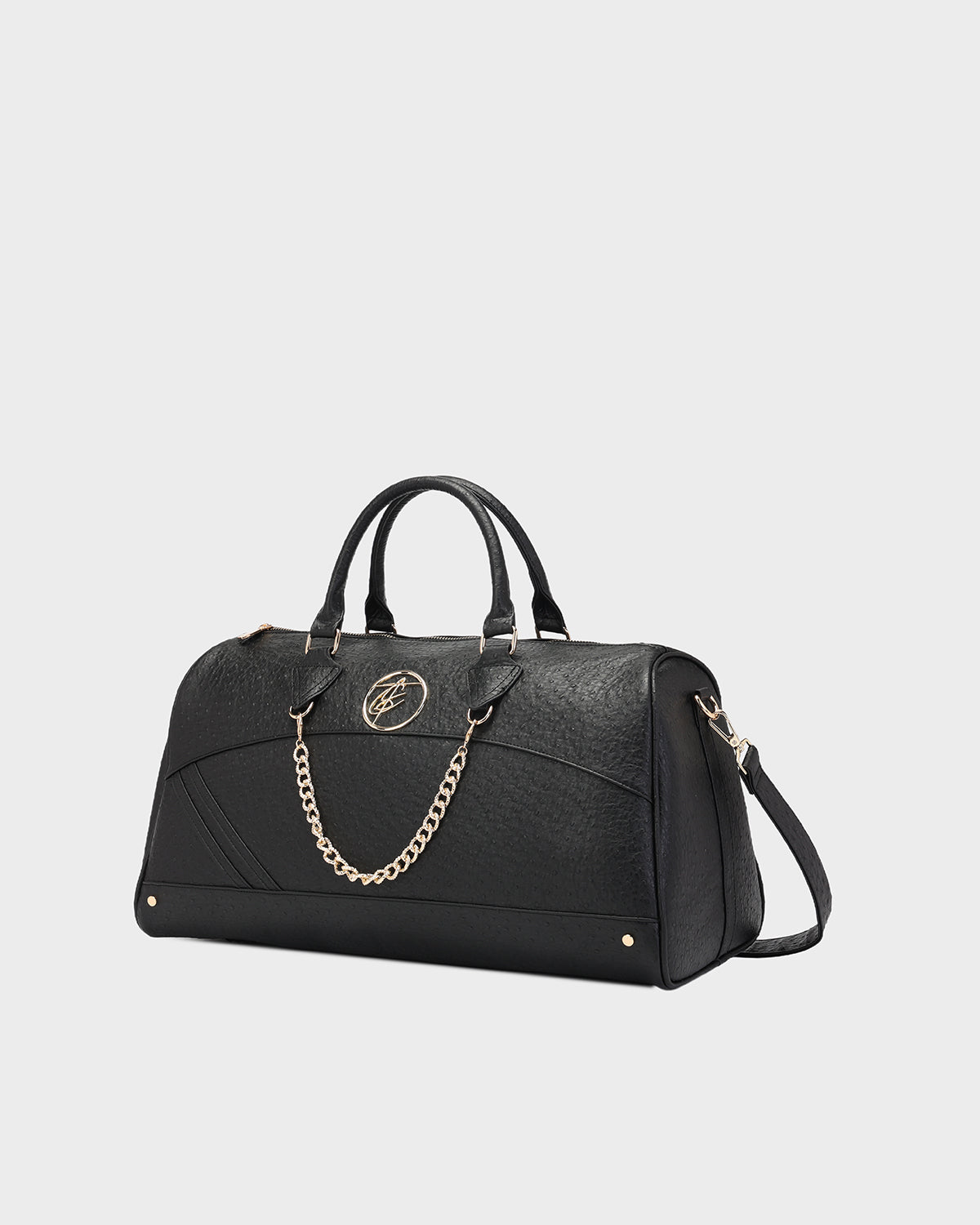 Premium Aurelian Chain Duffle Bag - Waterproof Travel Gym Bag for Men & Women - Black Carry-On Luggage for Workout, Weekend Trips & Business Travel