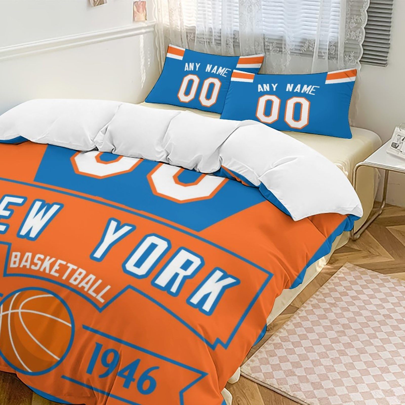 Custom Basketball Comforter Set - 3 Piece (Comforter + 2 Pillowcases) - Personalized Name & Number - Soft Lightweight Quilt Bedding for Sports Fans - Perfect for Bedroom Decor, Game Day & Gift Giving