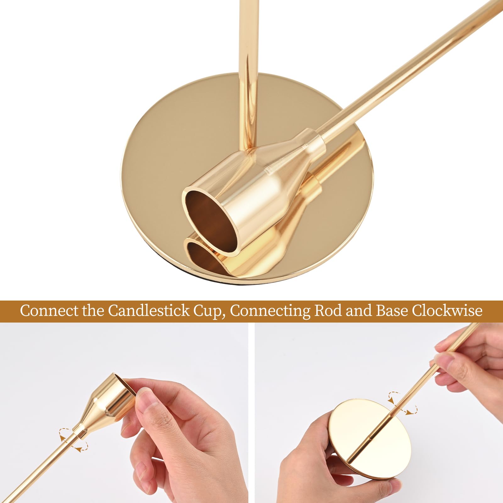 30 Pack Gold Taper Candle Holders - Elegant Metal Candlestick Holders for 3/4 Inch Candles & LED Candles - Perfect for Wedding Centerpieces, Dining Table Decor, Party Arrangements & Home Decoration