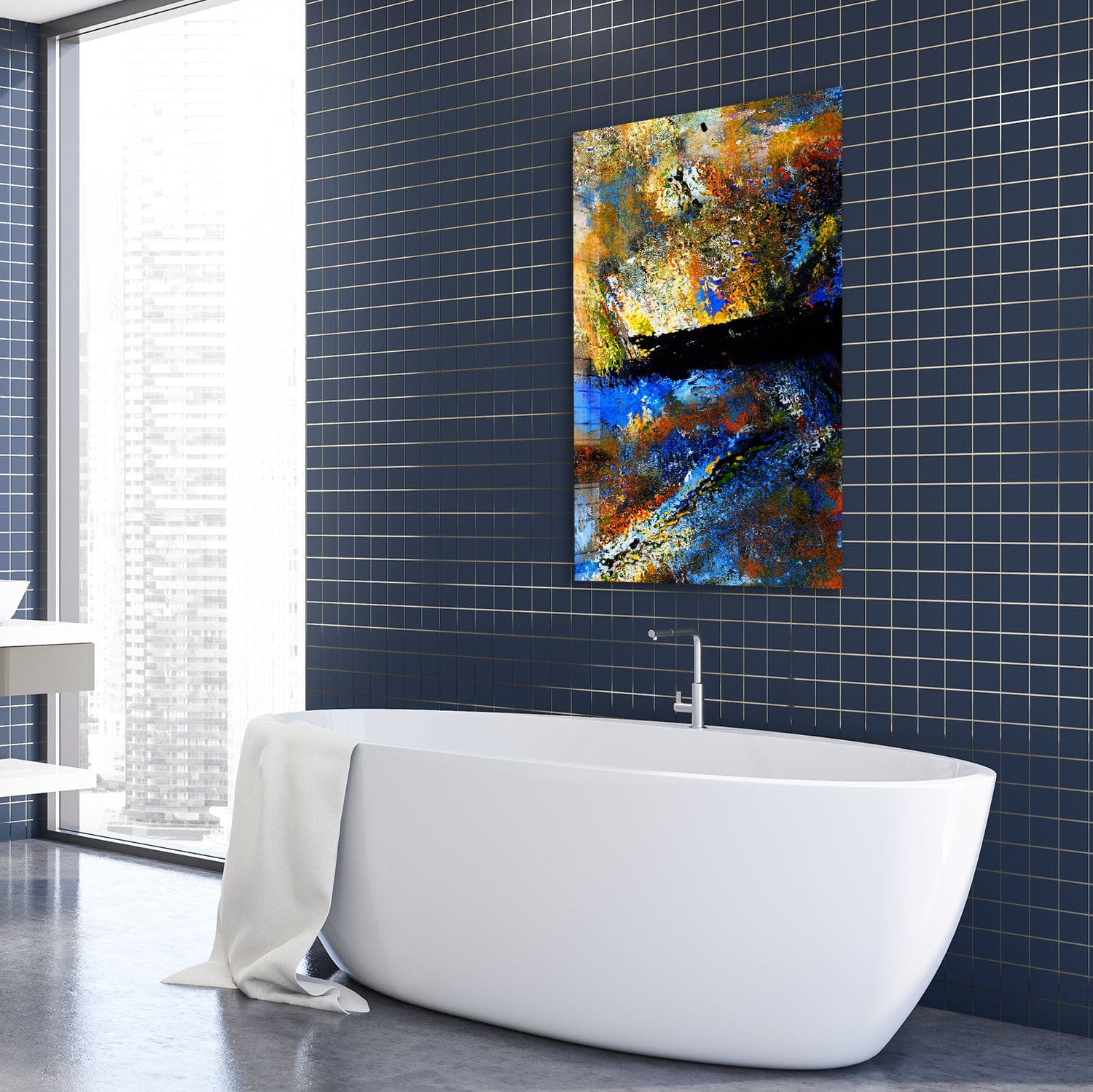 Abstract Closed Eye Tempered Glass Wall Art - Modern Home Decor for Living Room, Bedroom & Office - Shatterproof & Stylish