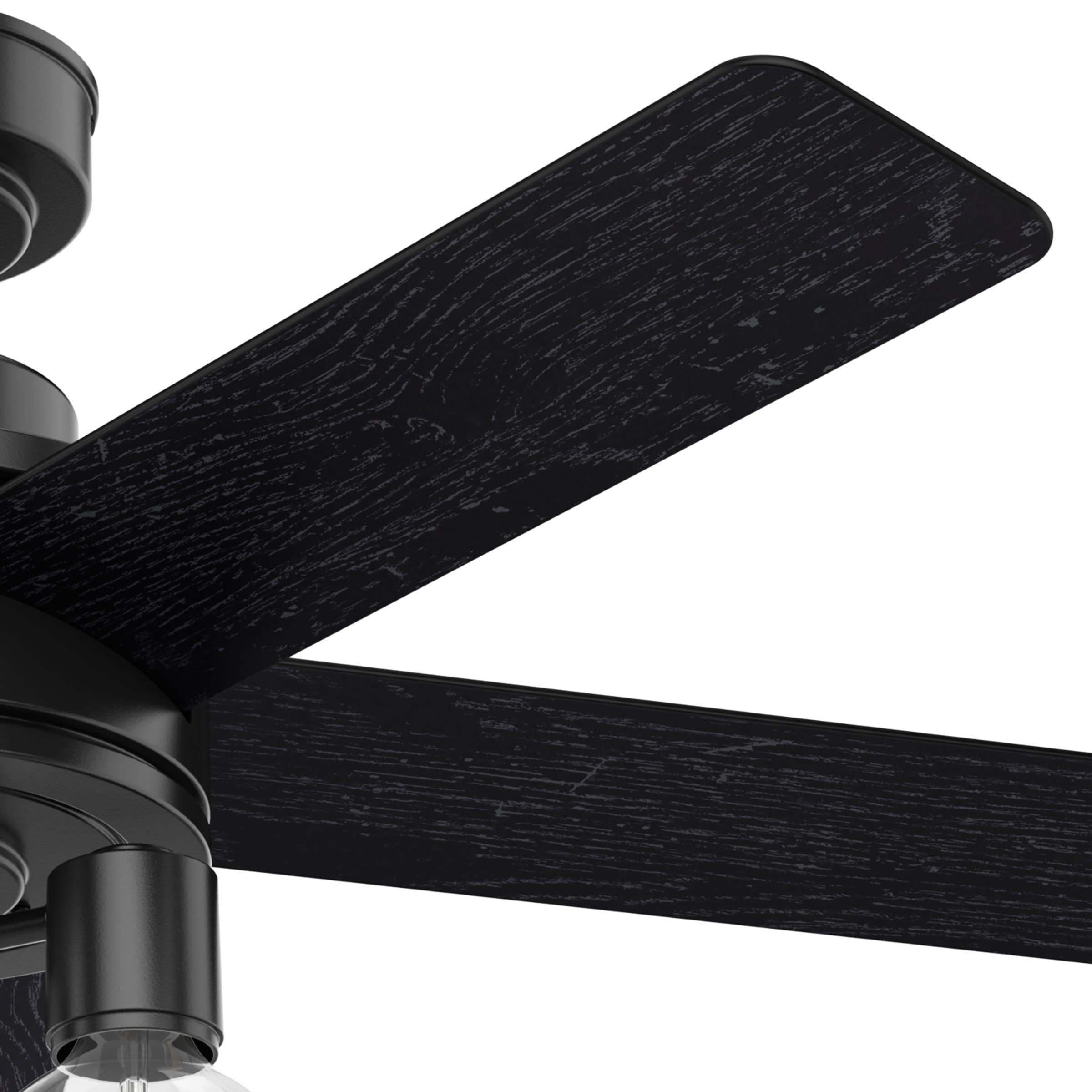 Hunter Fan Company 50593 44 Inch Hardwick Matte Black Ceiling Fan with LED Light Kit & Remote Control - Perfect for Living Room, Bedroom, and Outdoor Patio Cooling